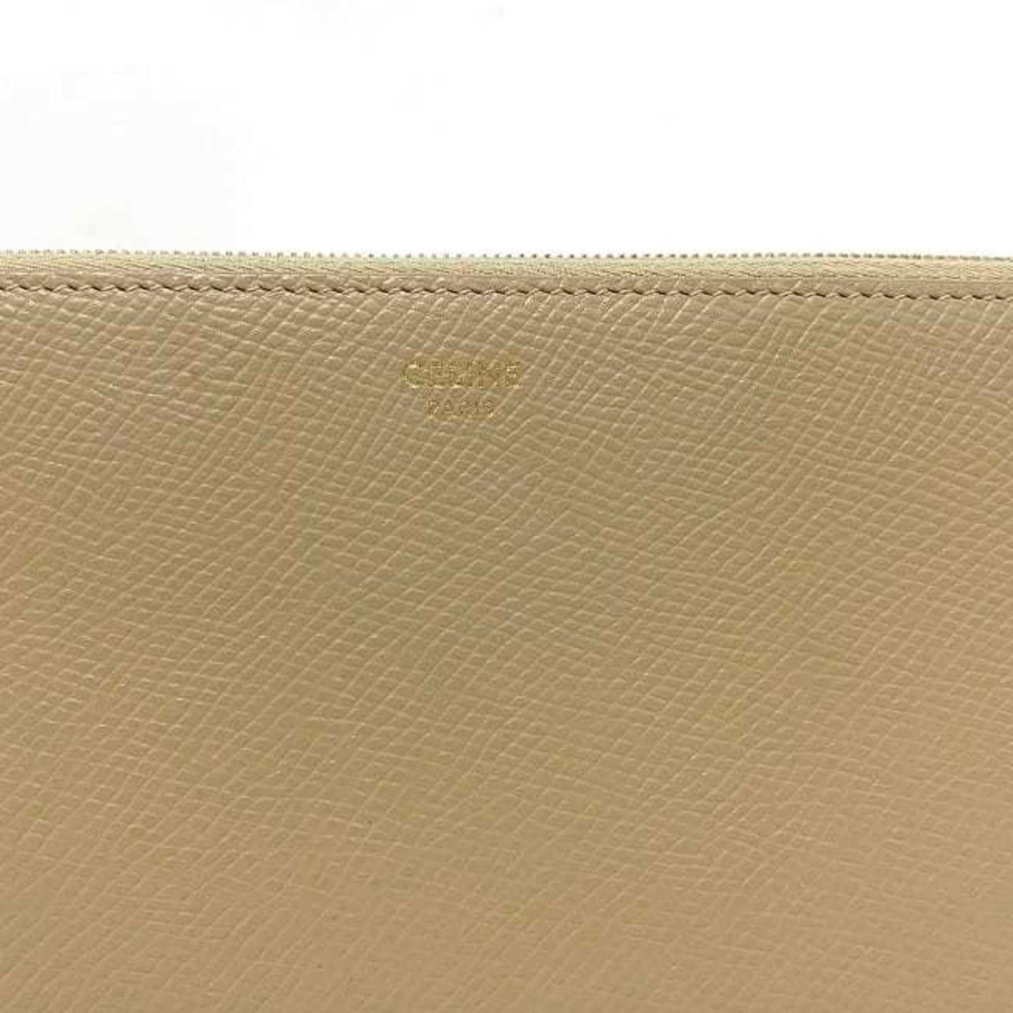 Celine round long wallet beige 10B55 3BEL 03ND large zip leather grain  ladies