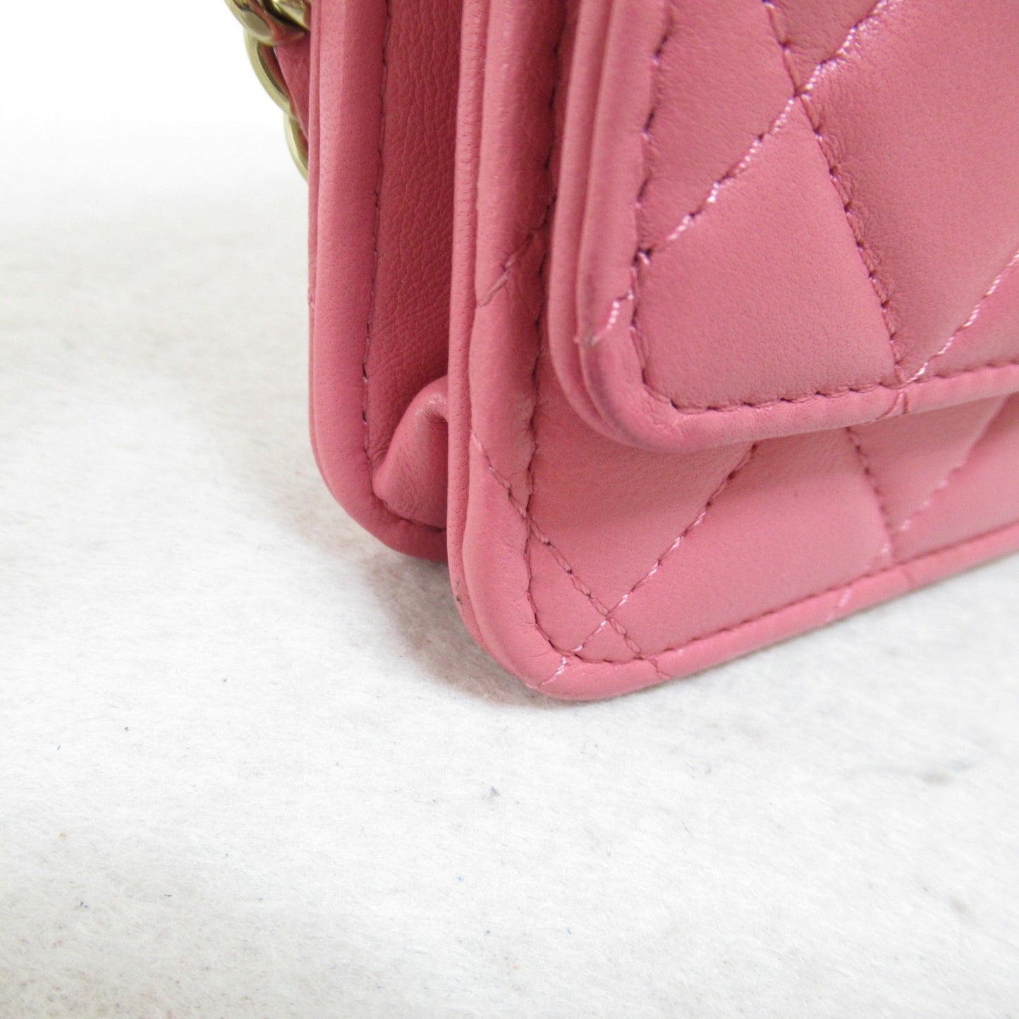 CHANEL Chain wallet Pink Lambskin [sheep leather]