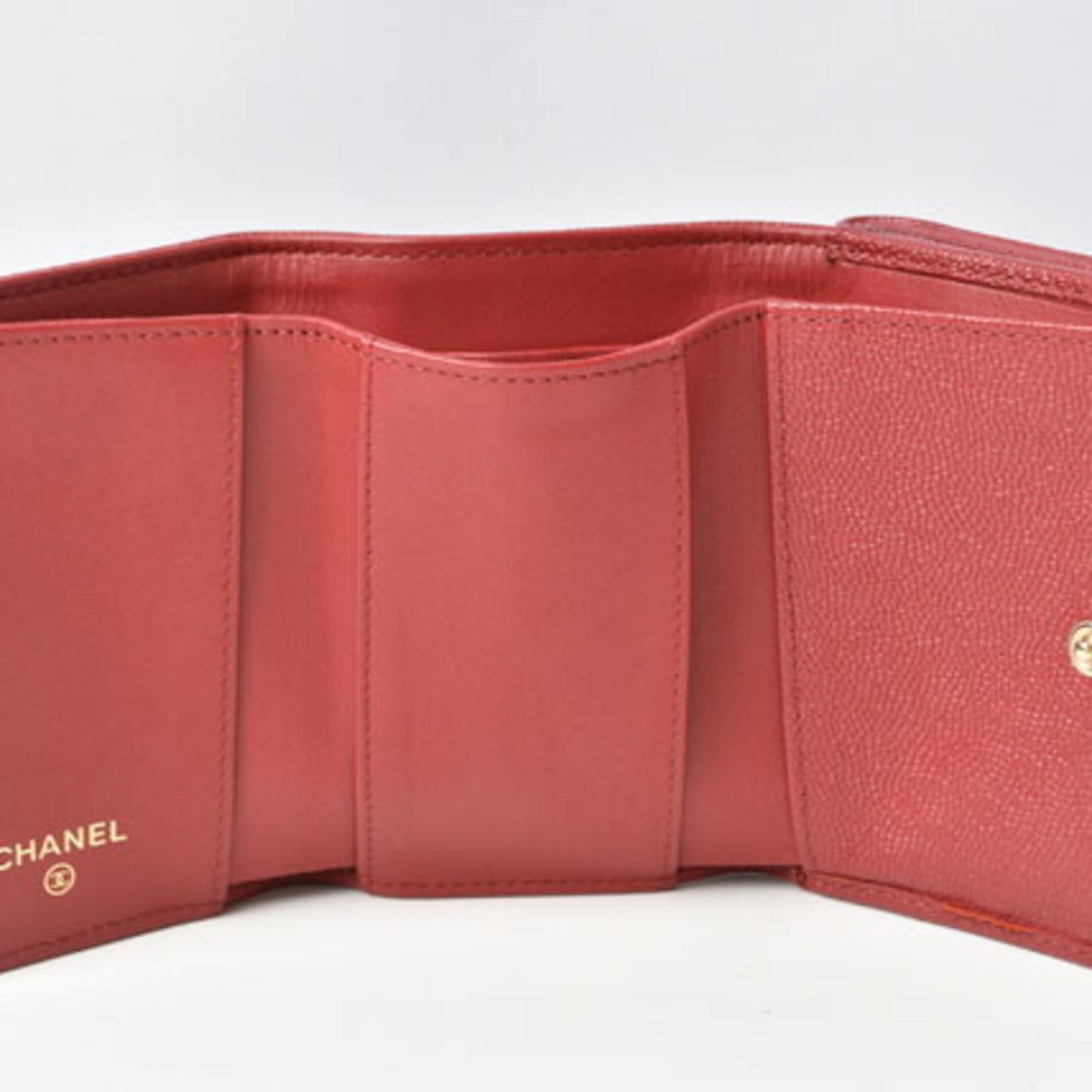 CHANEL wallet  here mark caviar skin dark red