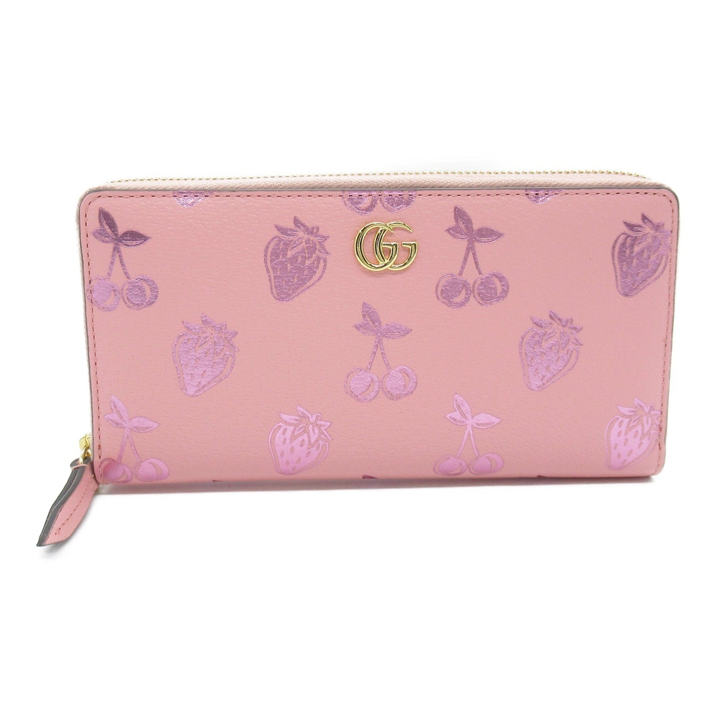 GUCCI Round long wallet Pink leather 456117