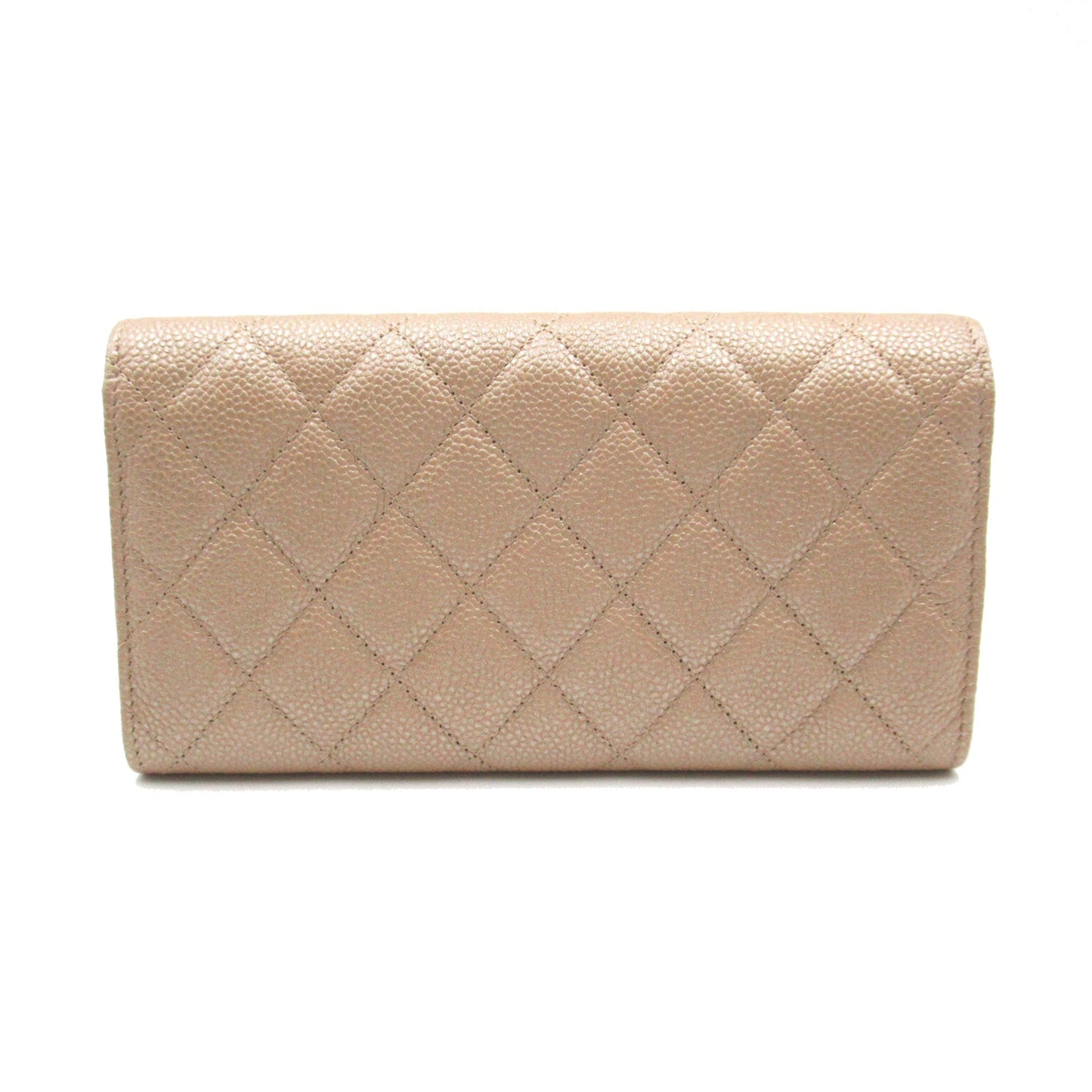 CHANEL Matelasse Bifold long wallet Beige Caviar Skin [Grained Calf]