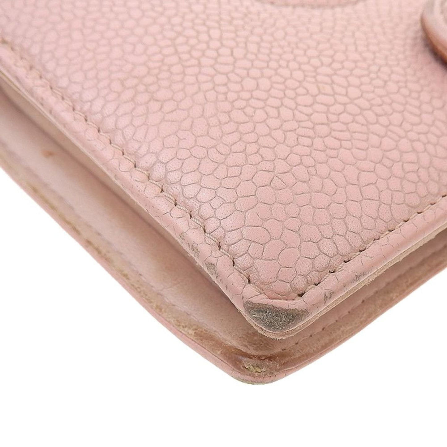 Chanel fold wallet with gama mouth caviar skin pink A13497 seal 8 series coco mark logo