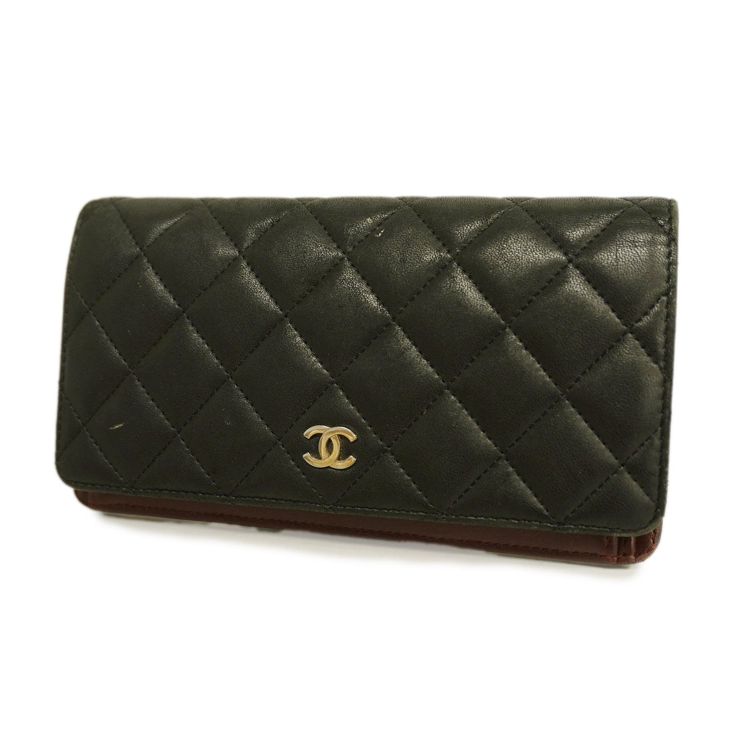 CHANEL  Matelasse Long Wallet Silver Metal Fittings Women's Lambskin