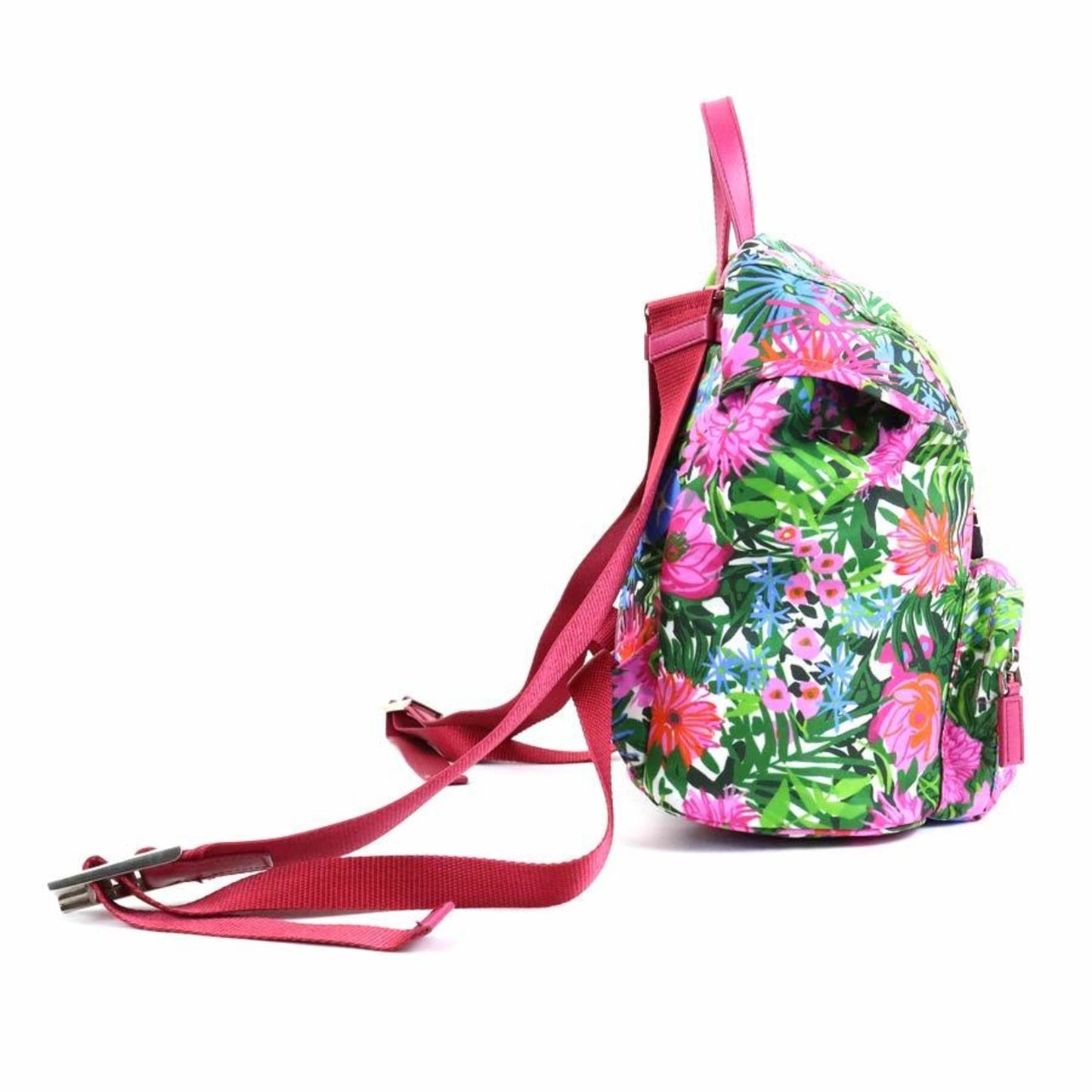 PRADA Backpack Flower Botanical Nylon Pink x Multicolor Women's