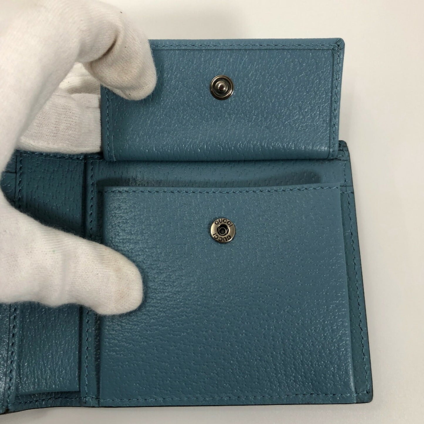 Gucci Folio Wallet GG Marmont Coin 428725 Leather Blue Ladies Gucci