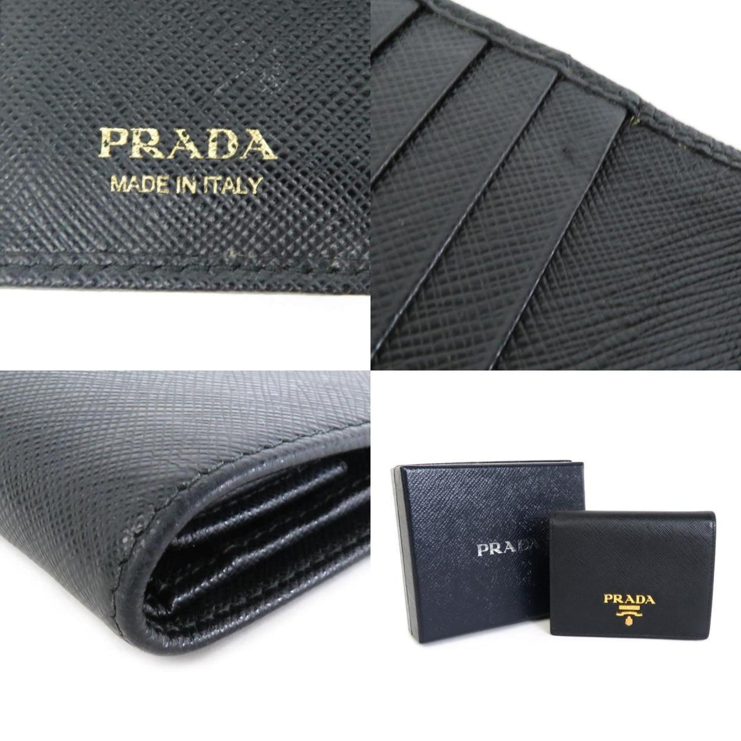 PRADA folio wallet leather black 1MV204 55188f