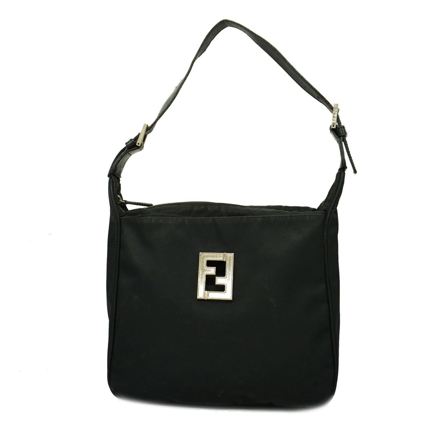 FENDI  FF Logo Women's Nylon Shoulder Bag Black