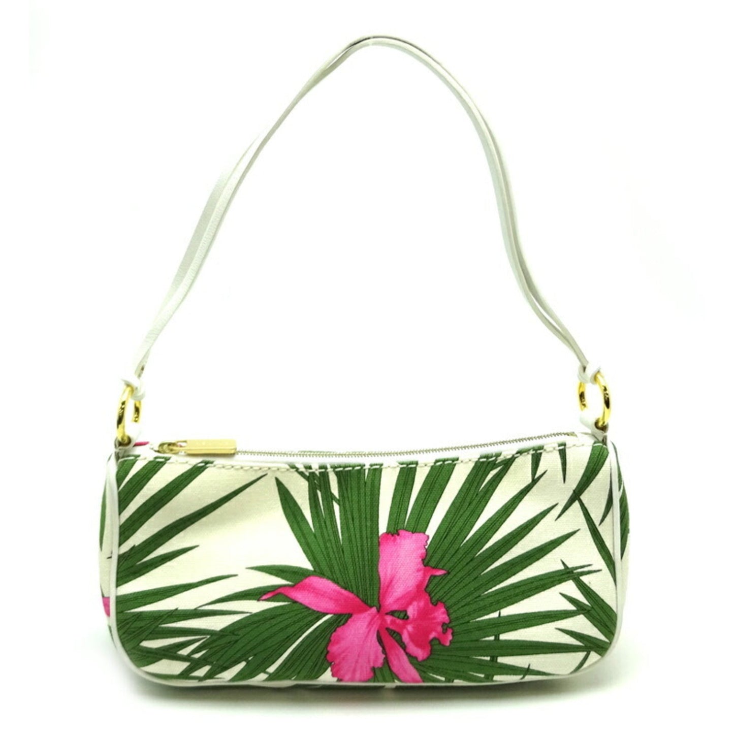 Celine Women's Pouch Canvas Tropical Flowers [White Multi]