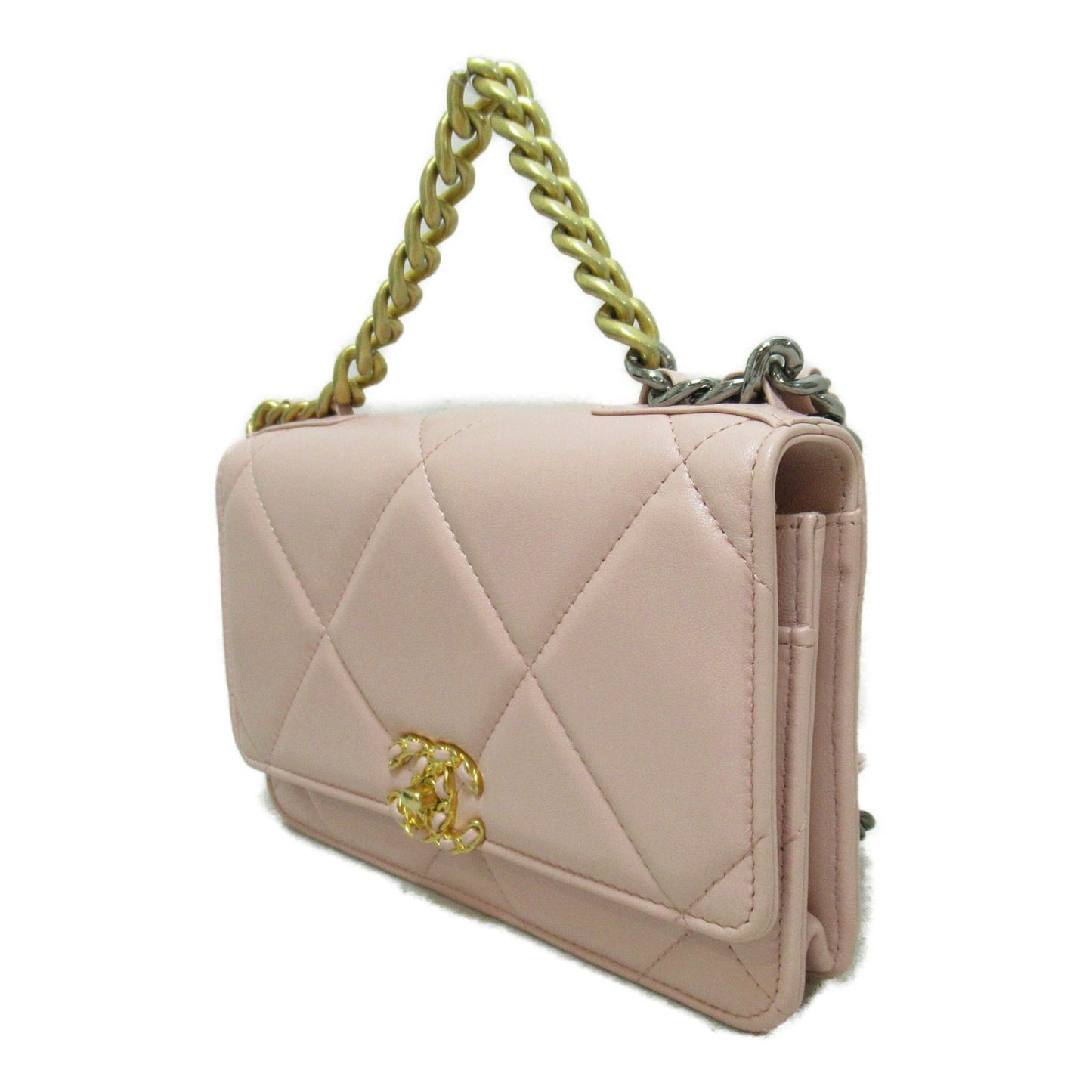 CHANEL19 Chain Wallet Pink Shoulder Bag Pink Lambskin [sheep leather]