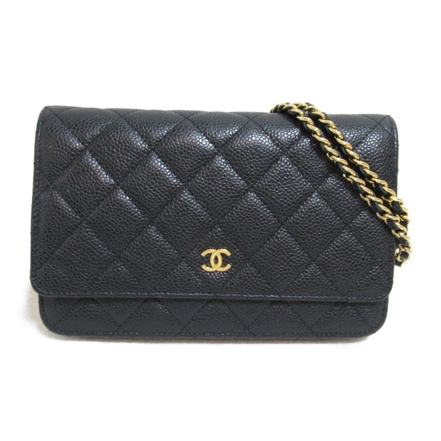 CHANEL Chain wallet Black Caviar Skin [Grained Calf]