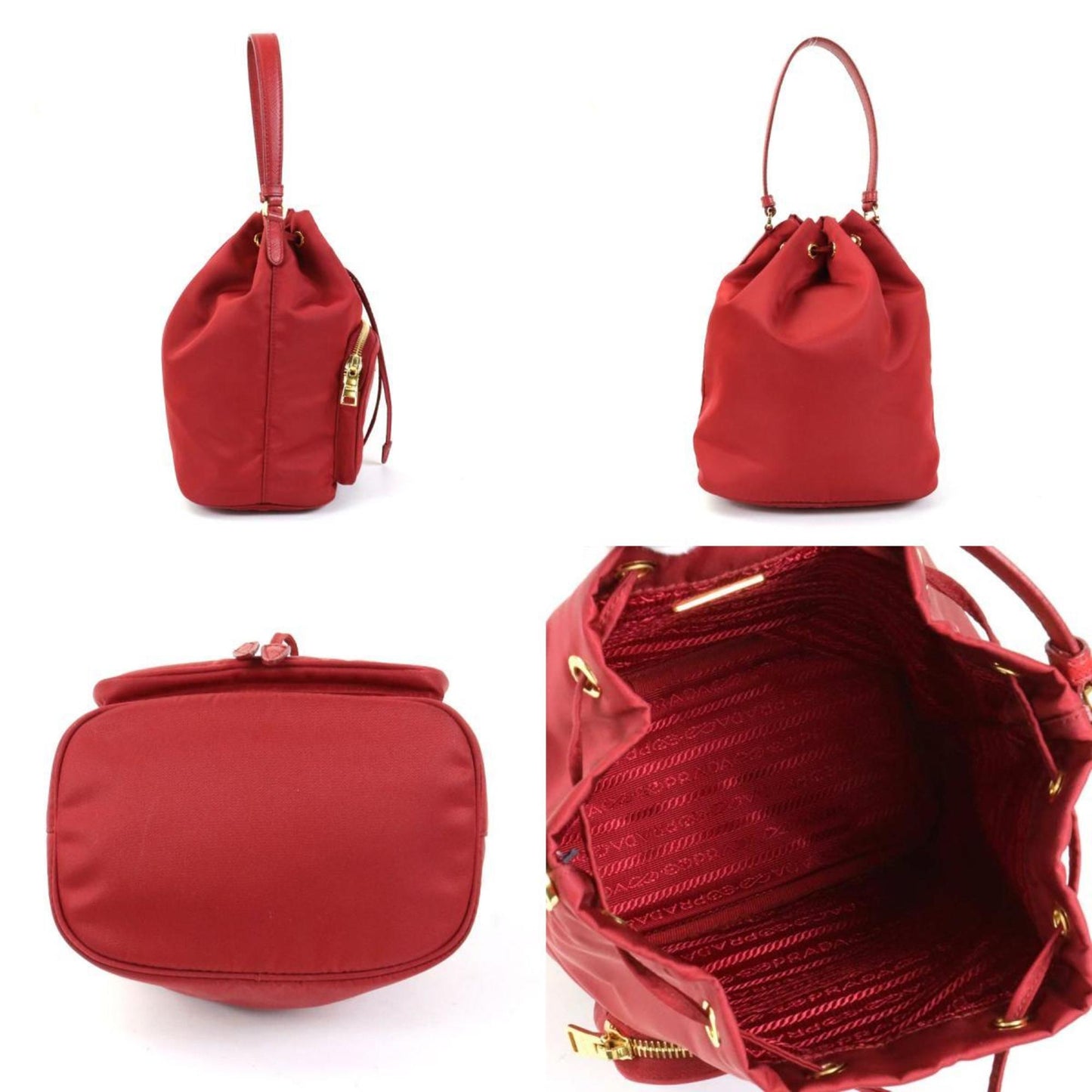 PRADA Crossbody Shoulder Bag Handbag Nylon Red Ladies 1BH038