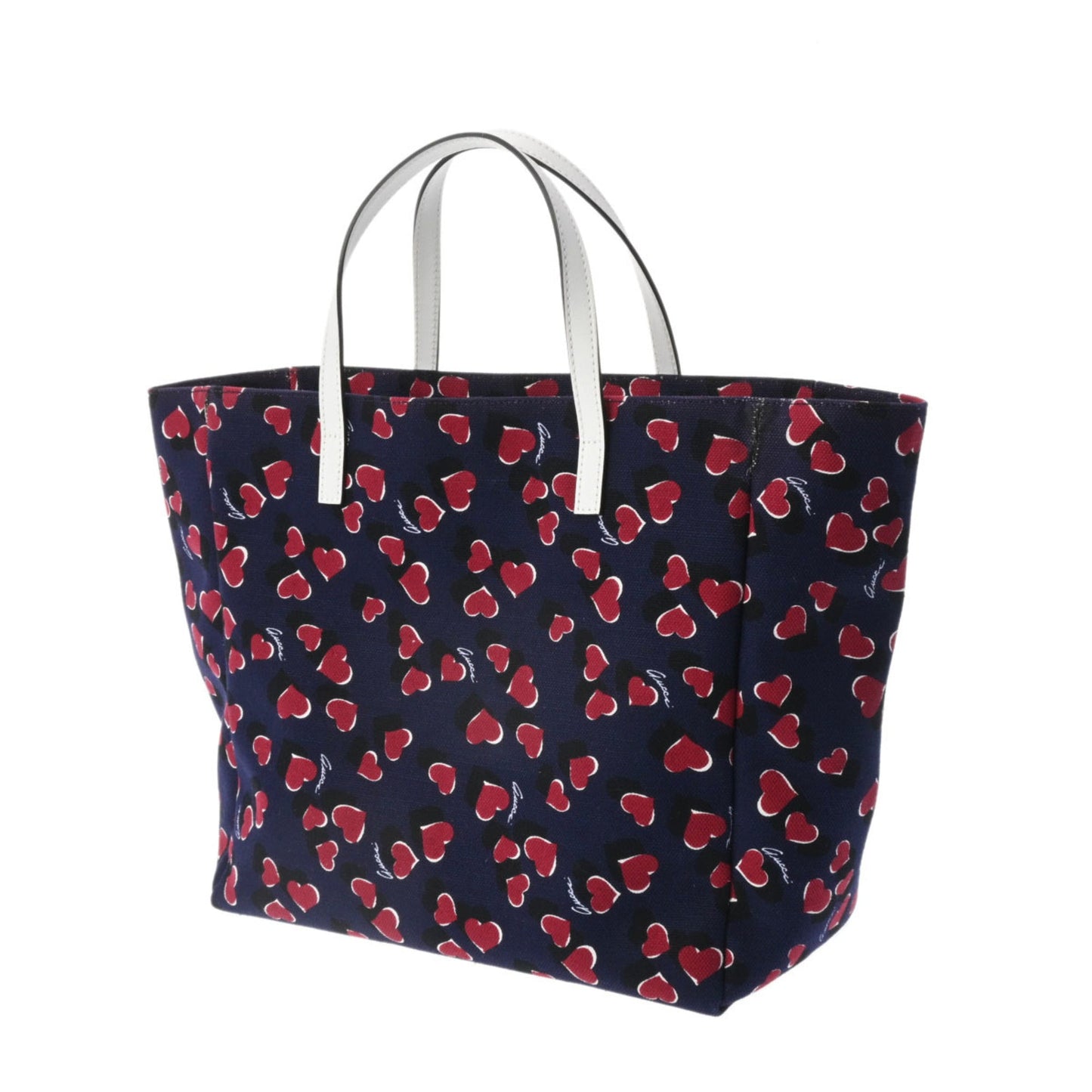 GUCCI Heart Print Navy 282439 Women's Canvas Tote Bag