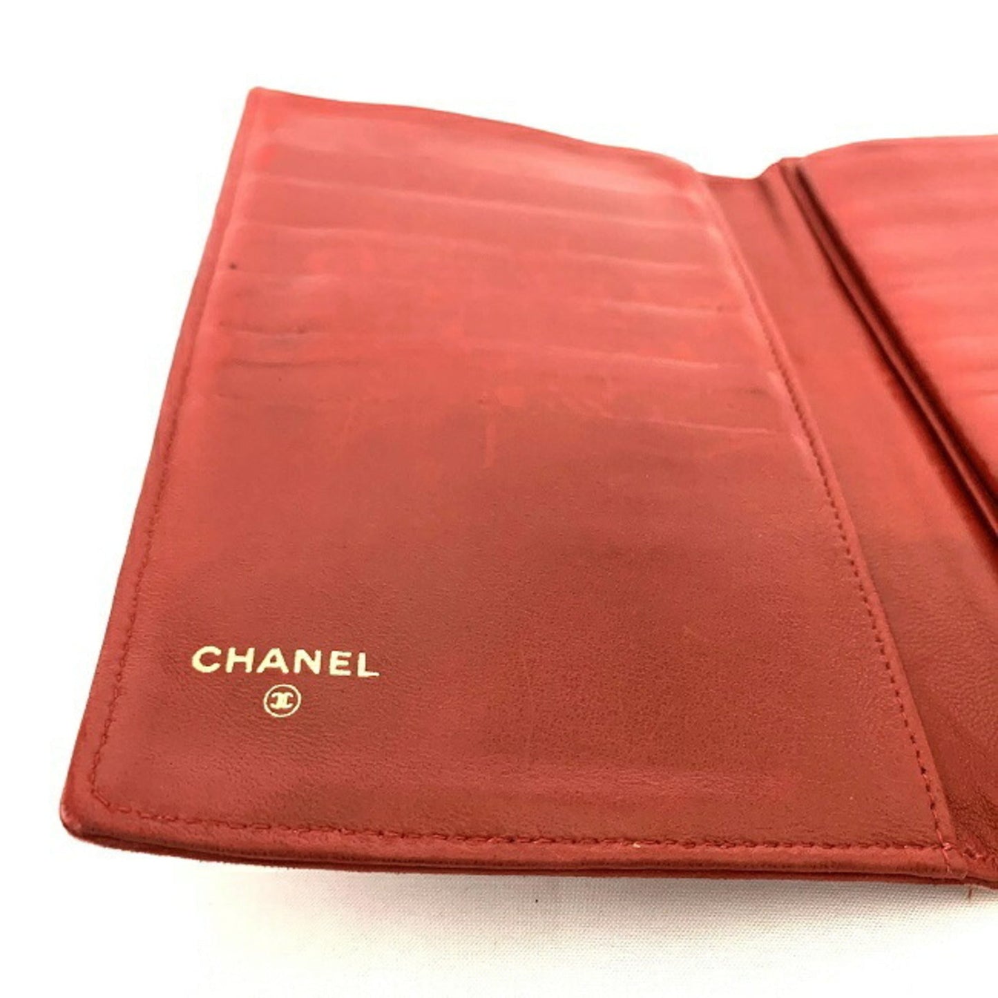 Chanel Gamaguchi Long Wallet Coco Mark A01429 Folded Lambskin 3rd CHANEL Red Ladies Men's Coin Purse coco