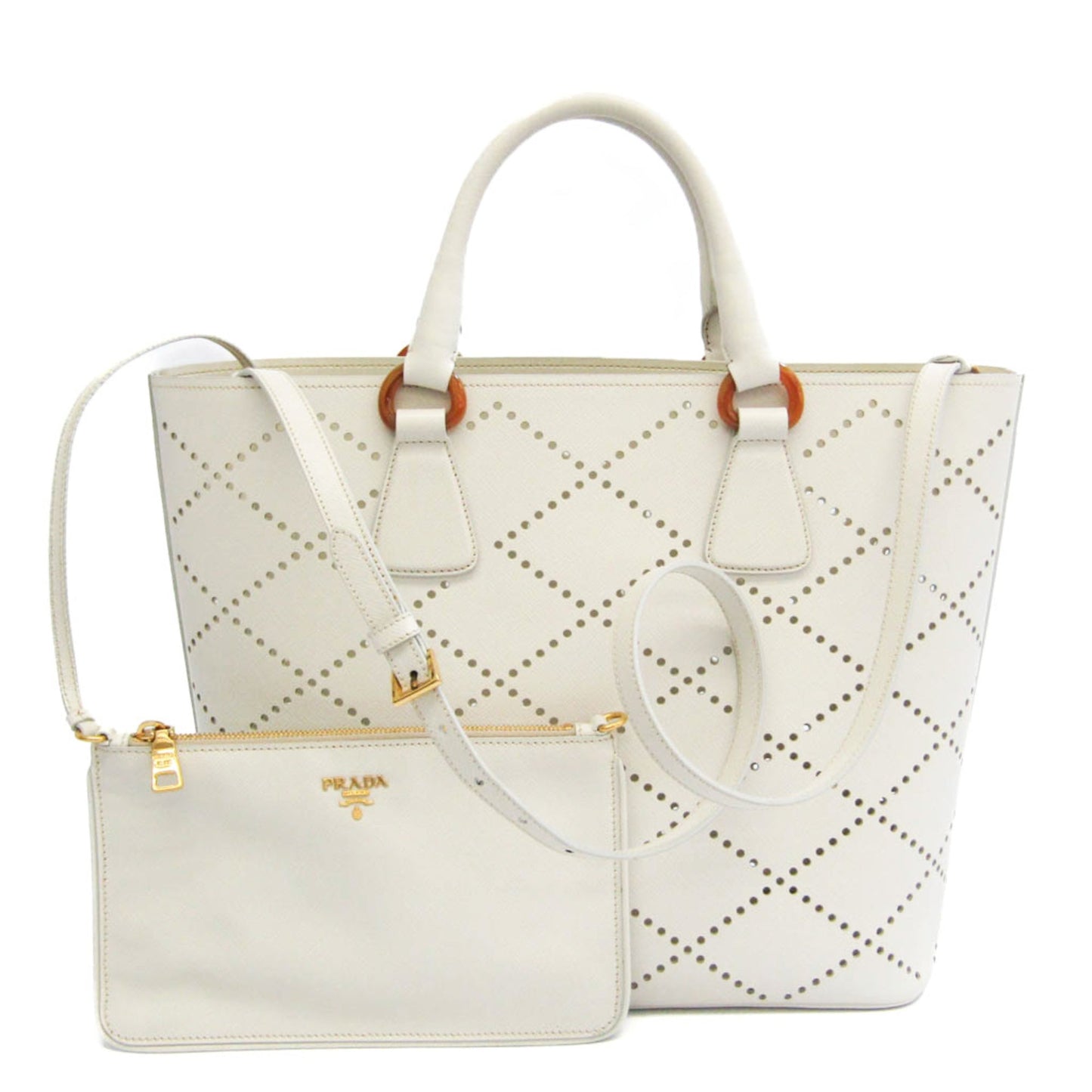 PRADA Women's Leather Handbag,Shoulder Bag White