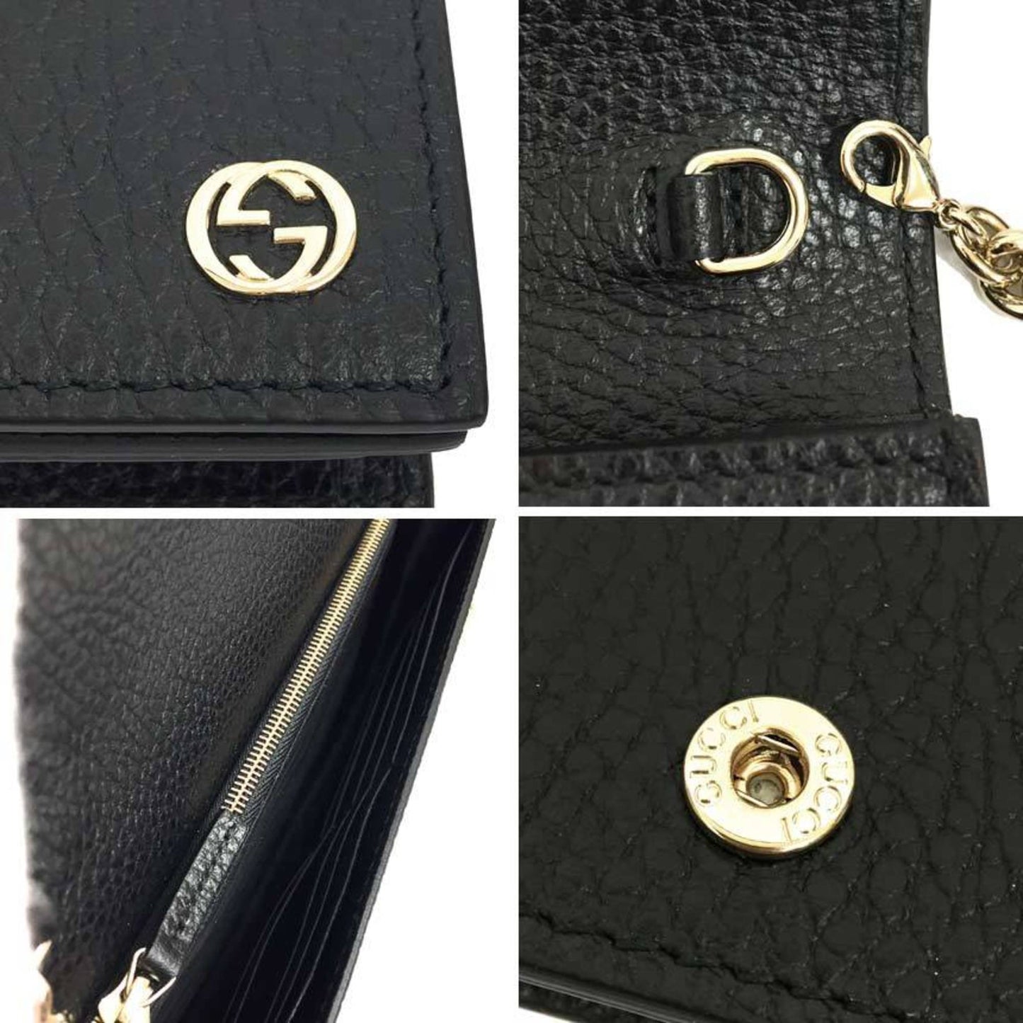 Gucci chain wallet bi-fold leather black 466506