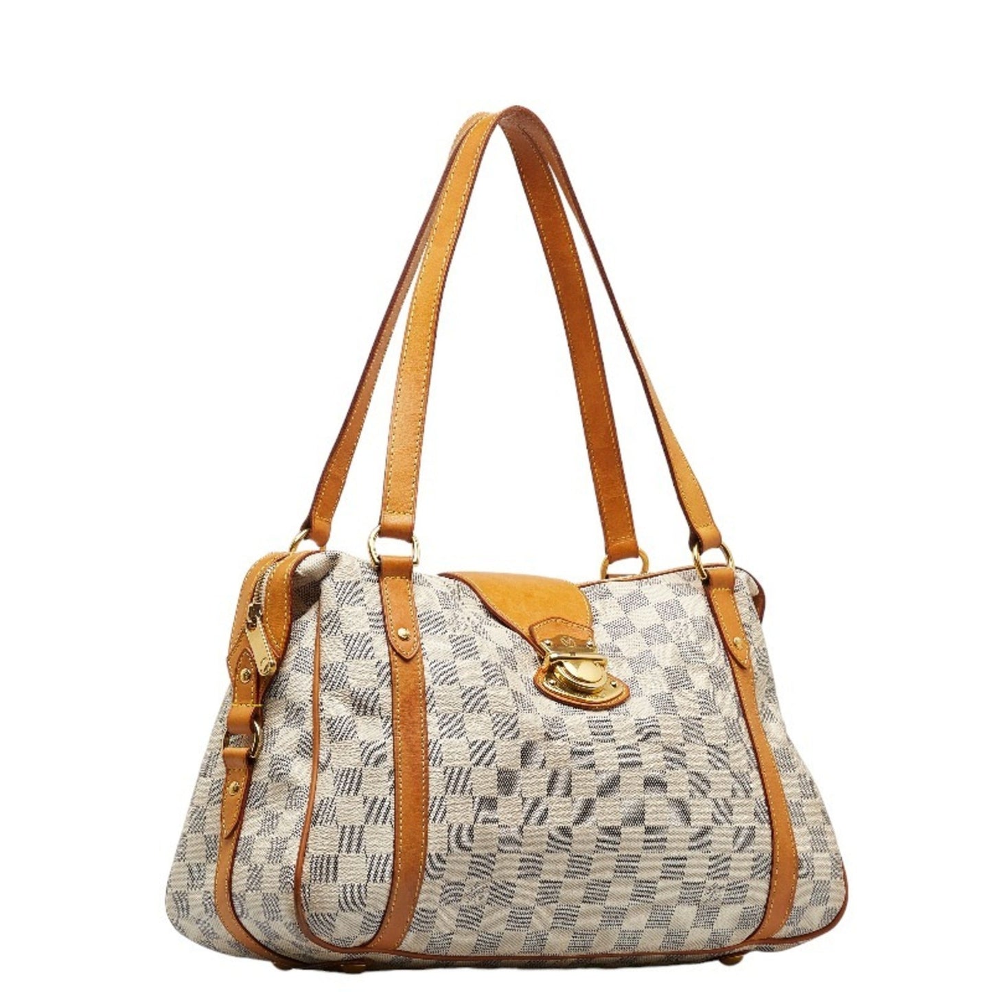 LOUIS VUITTON Damier Azur Streza PM Handbag Tote Bag N42220 White PVC Leather Ladies