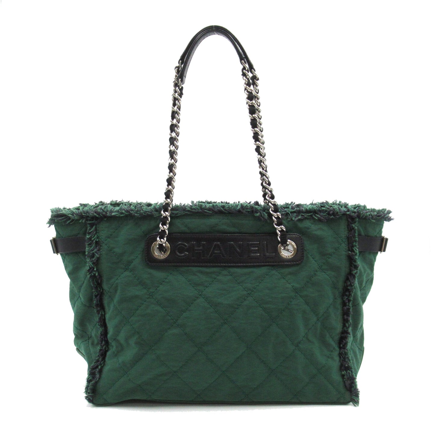 CHANEL Shoulder Tote Green Nylon