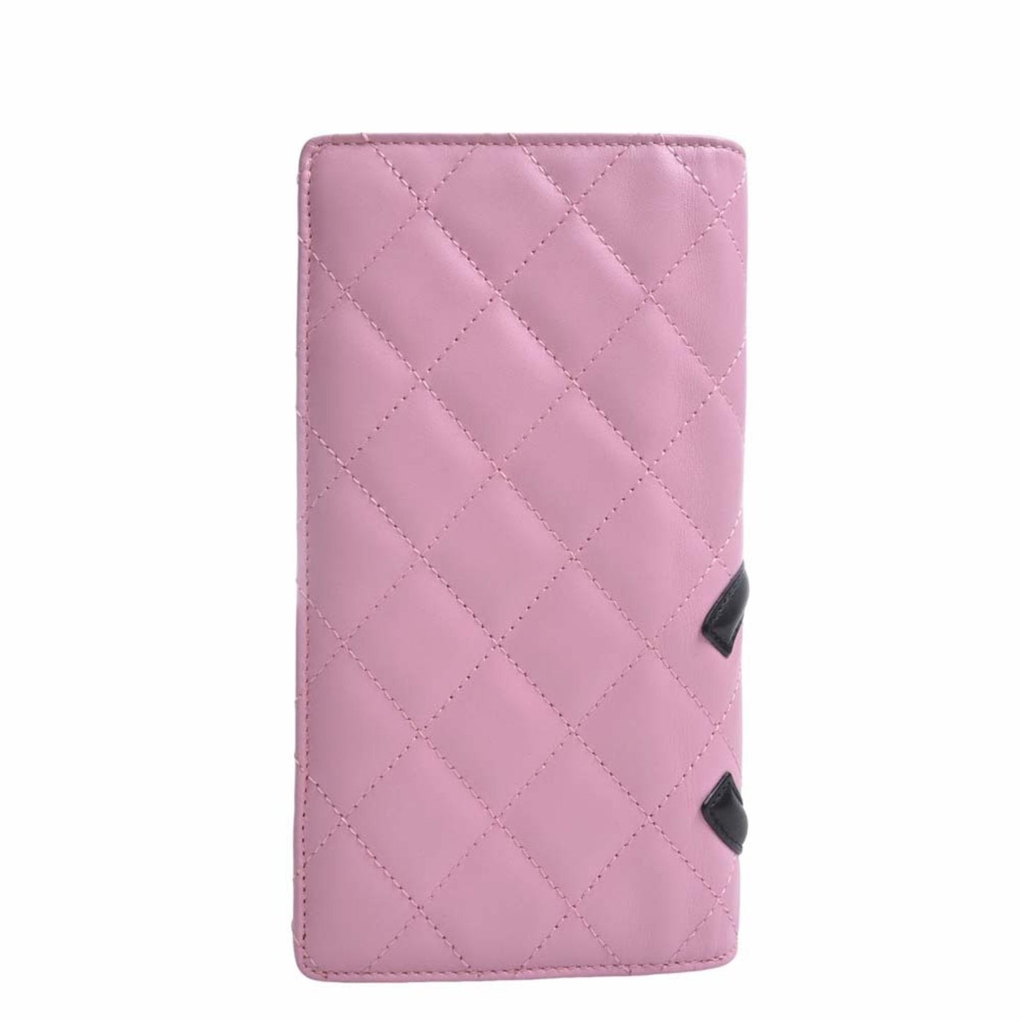 CHANEL Leather Cambon Here Mark Bifold Long Wallet A26717 Pink Ladies