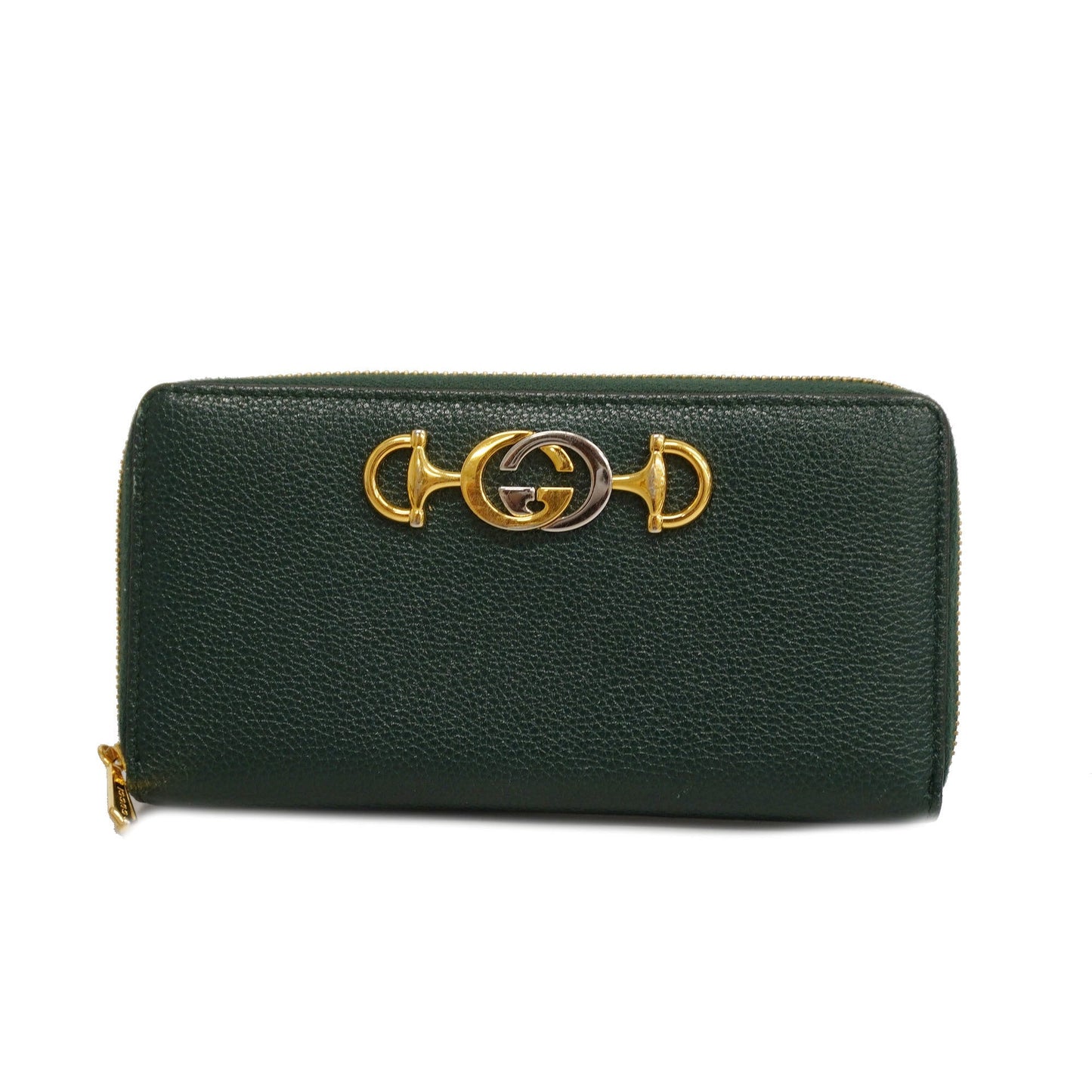 GUCCI  Zumi Gold Hardware 570661 Women's Leather Long Wallet [bi-fold] Green