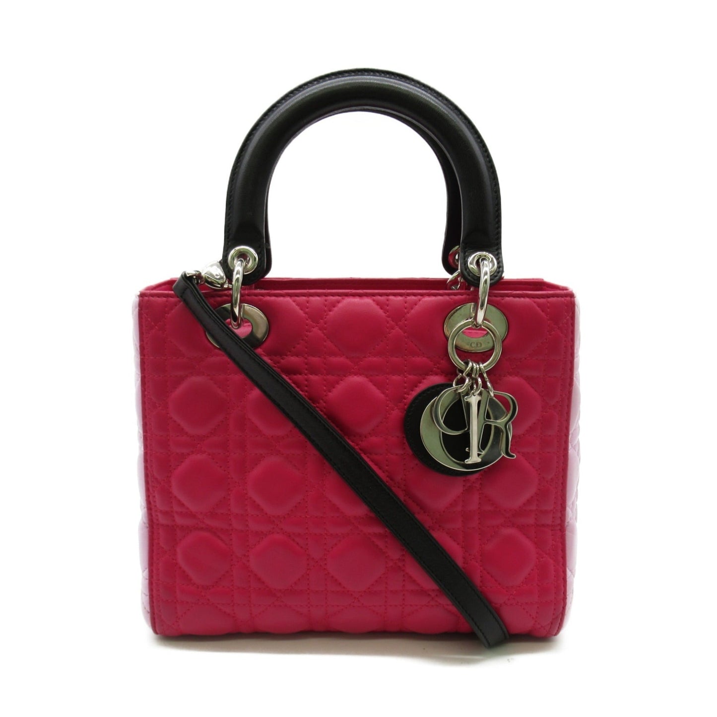 Dior Lady dior tote Pink Black Lambskin [sheep leather]