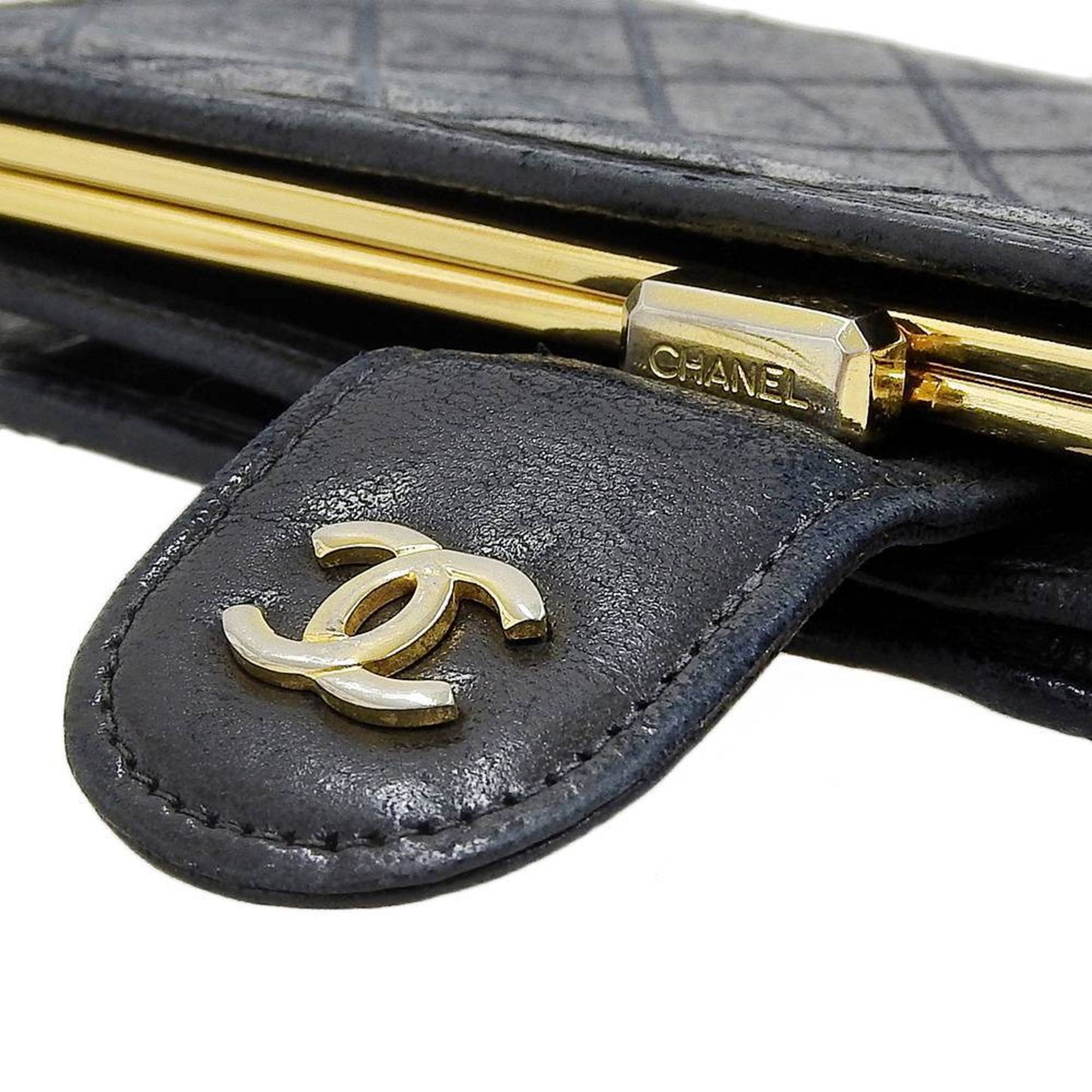 CHANEL Coco Mark bicolore with long wallet leather black