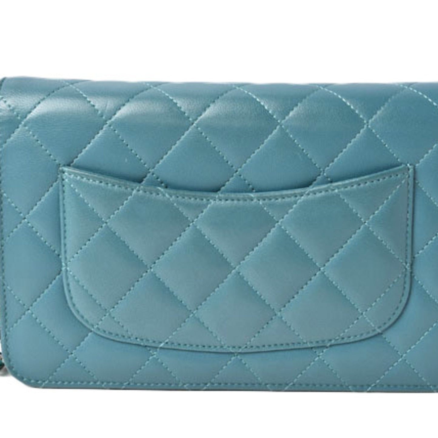 Chanel chain shoulder bag long wallet clutch CHANEL lambskin turquoise