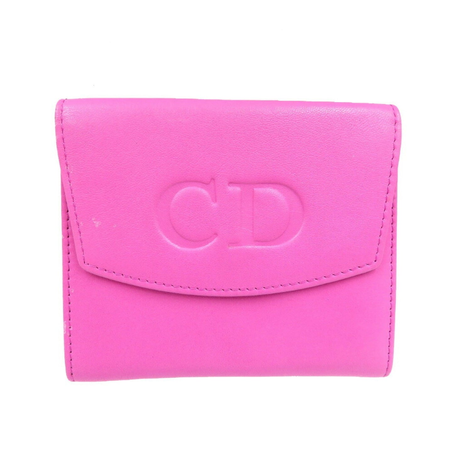 CHRISTIAN DIOR Leather Pink W Wallet