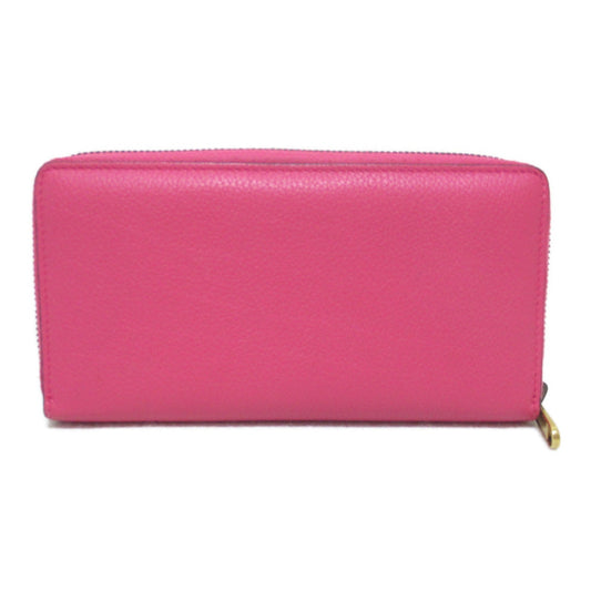 GUCCI Round long wallet Pink leather 496317