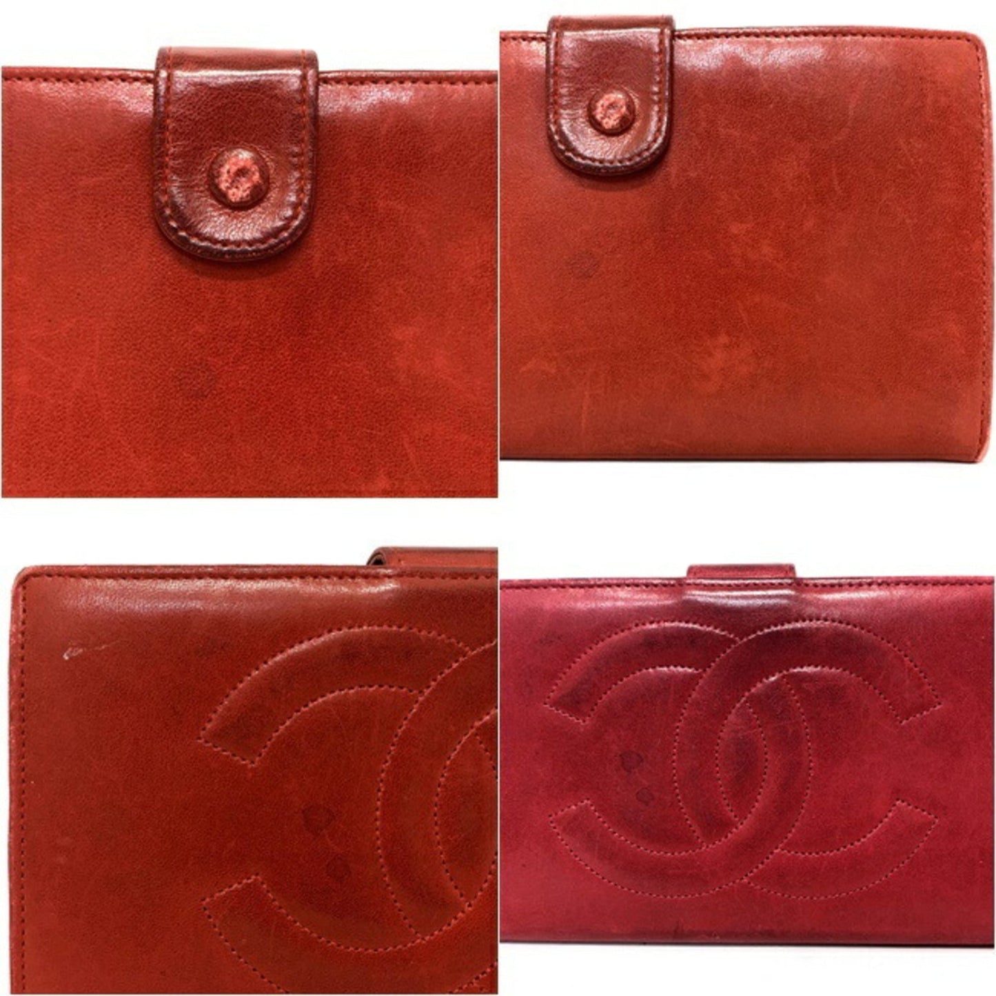 Chanel Gamaguchi Long Wallet Coco Mark A01429 Folded Lambskin 3rd CHANEL Red Ladies Men's Coin Purse coco