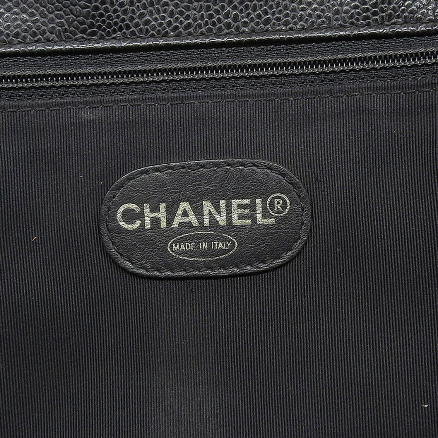 Chanel bag lady's tote wood caviar black