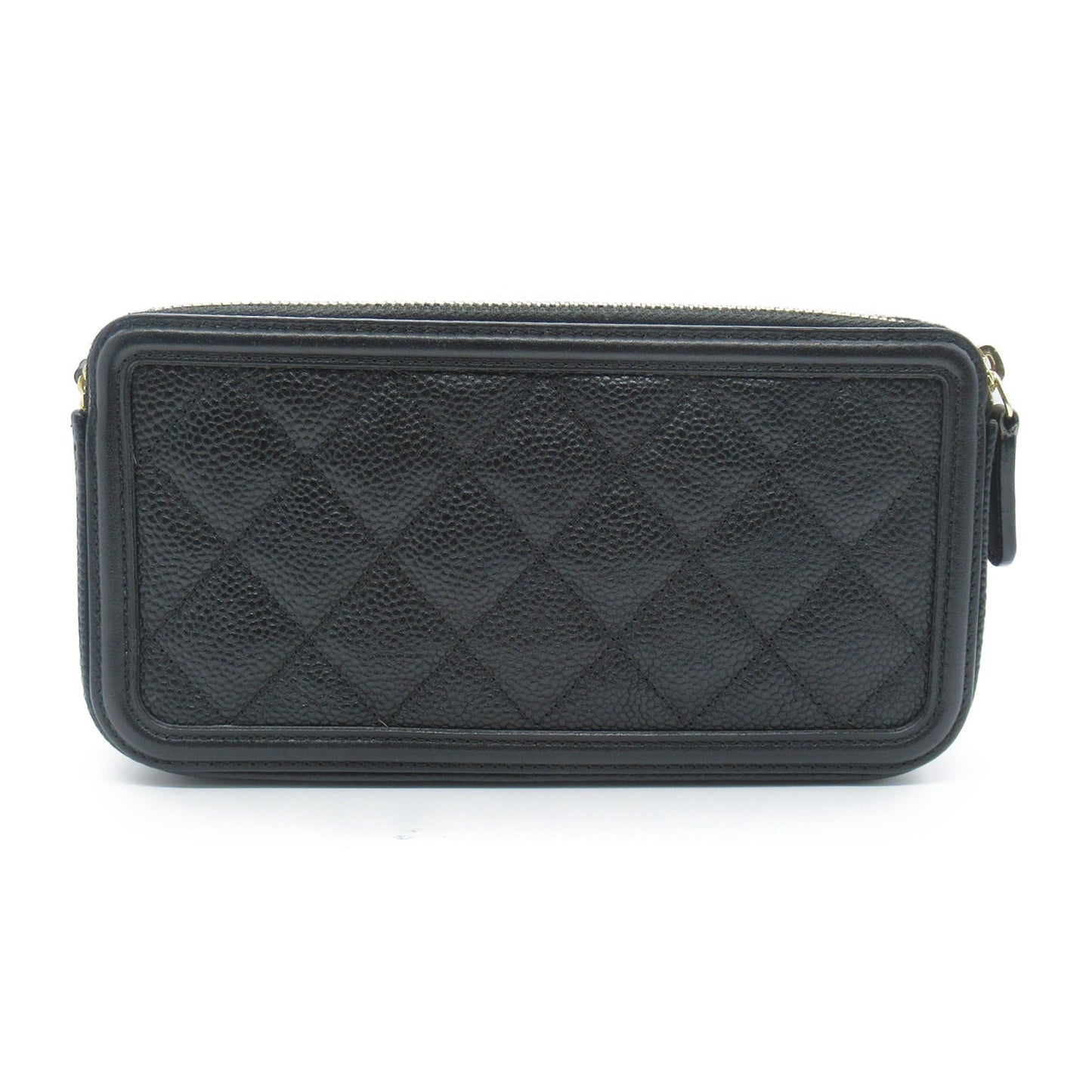 CHANEL CC Filigree Chain Wallet Black Caviar Skin [Grained Calf] A84450