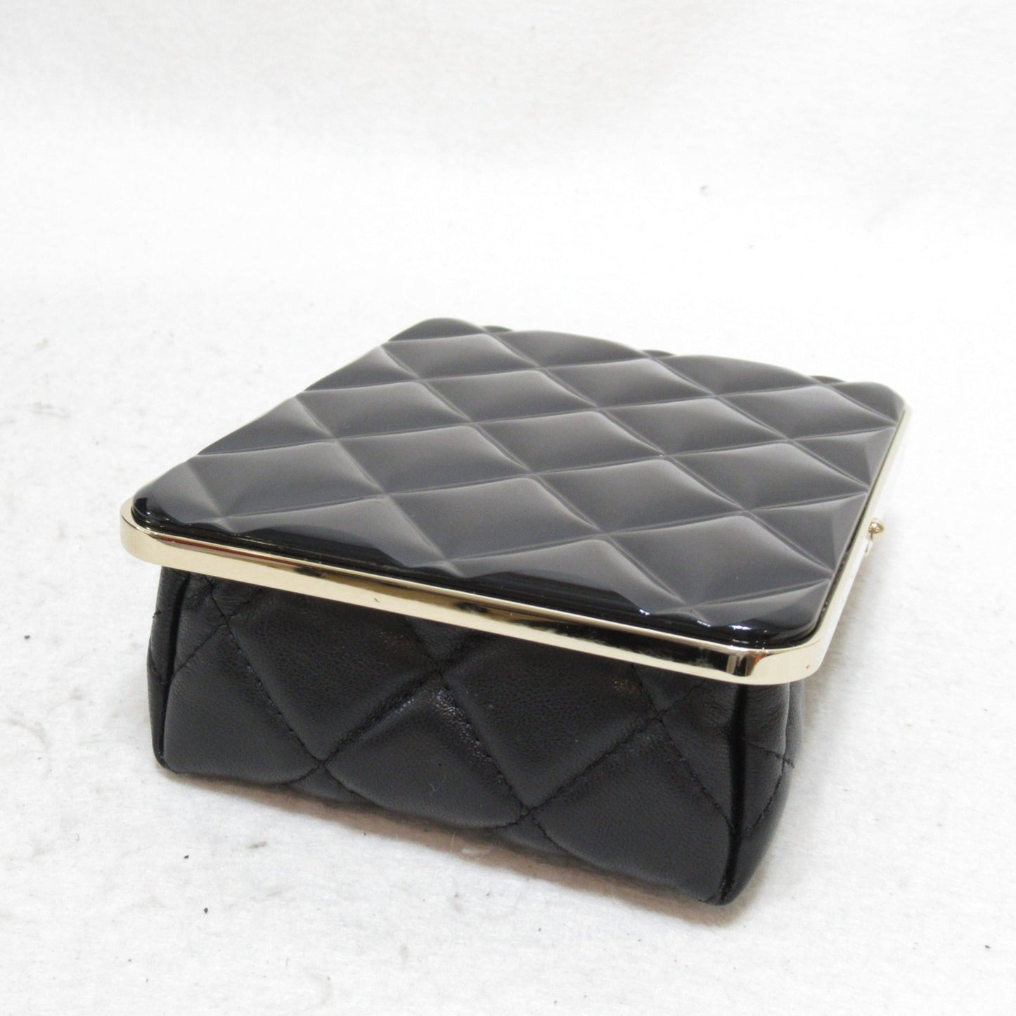 CHANEL Shoulder pouch Black Lambskin [sheep leather] enamel