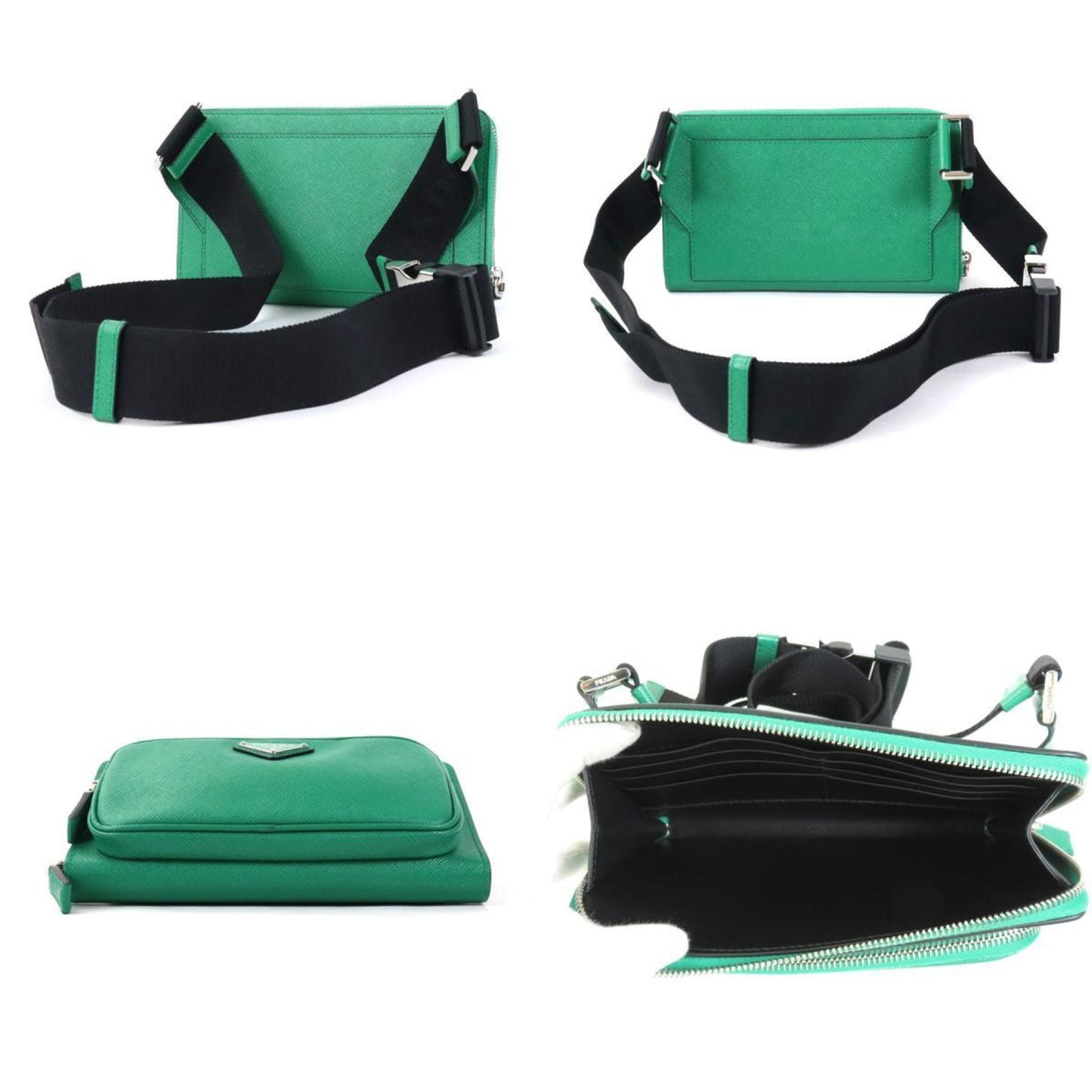 PRADA waist bag body leather green unisex 2VH156