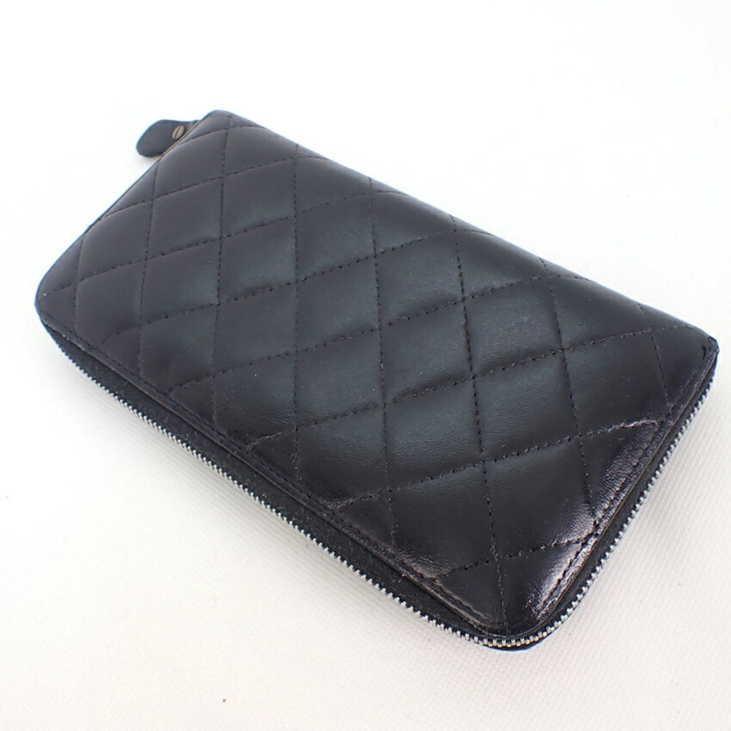 CHANEL caviar skin matelasse black long wallet