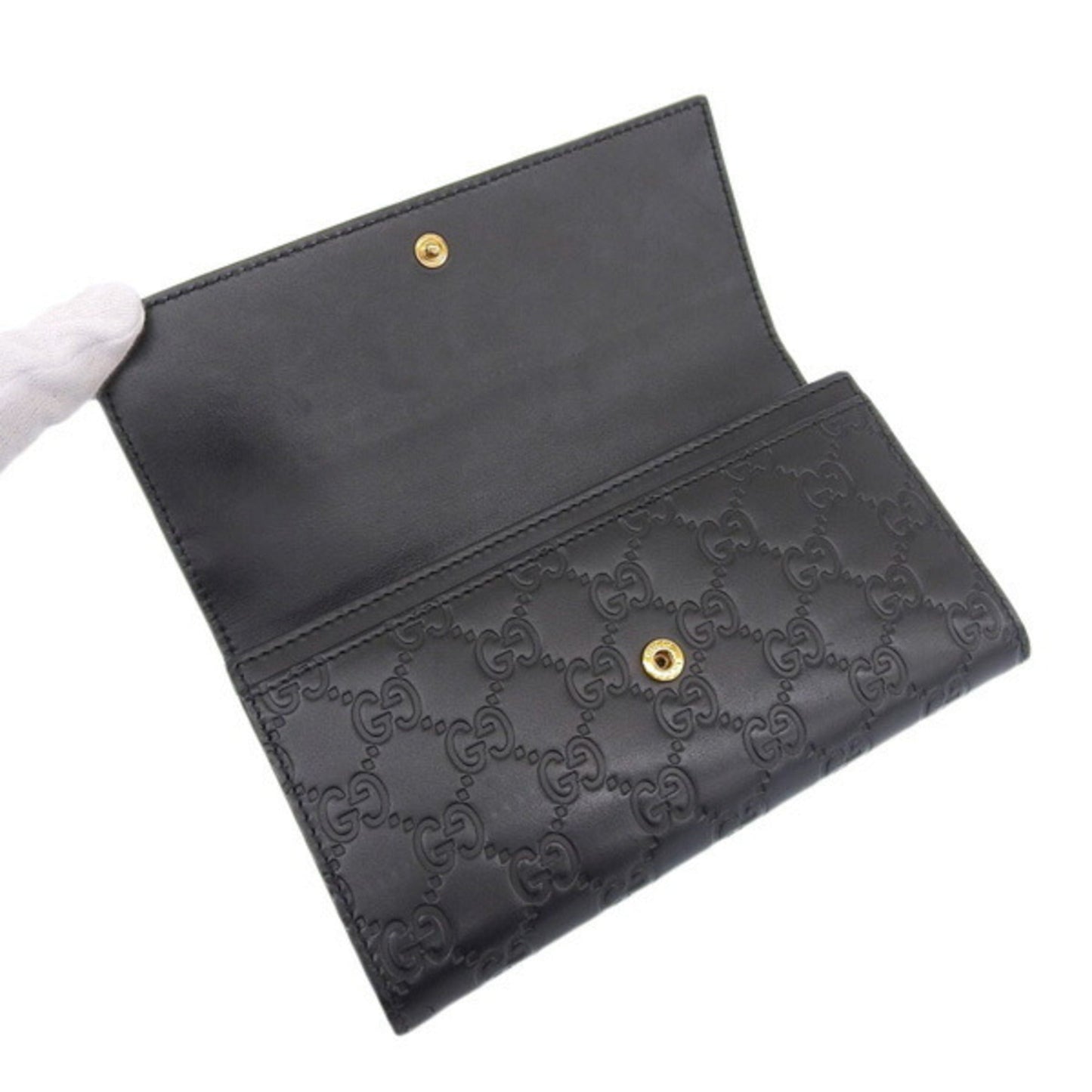 GUCCIsima Leather Bifold Long Wallet 410100 Black Women's