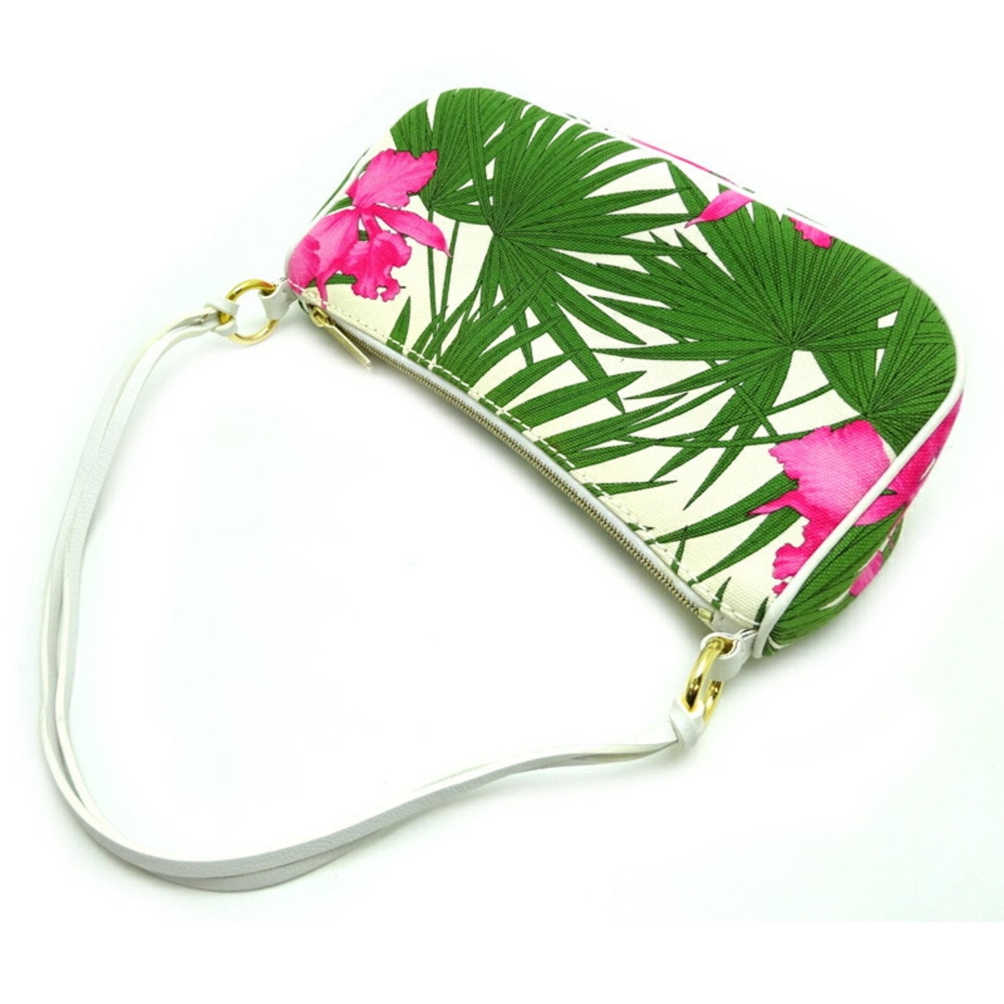 Celine Women's Pouch Canvas Tropical Flowers [White Multi]