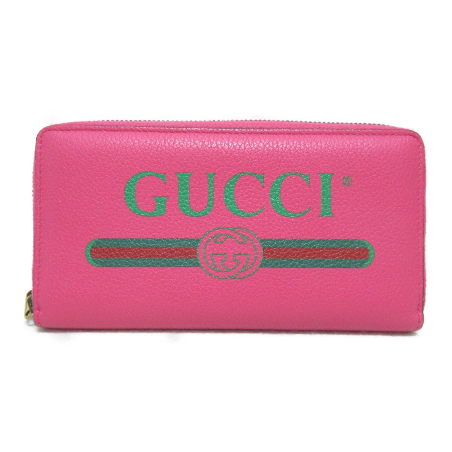 GUCCI Round long wallet Pink leather 496317