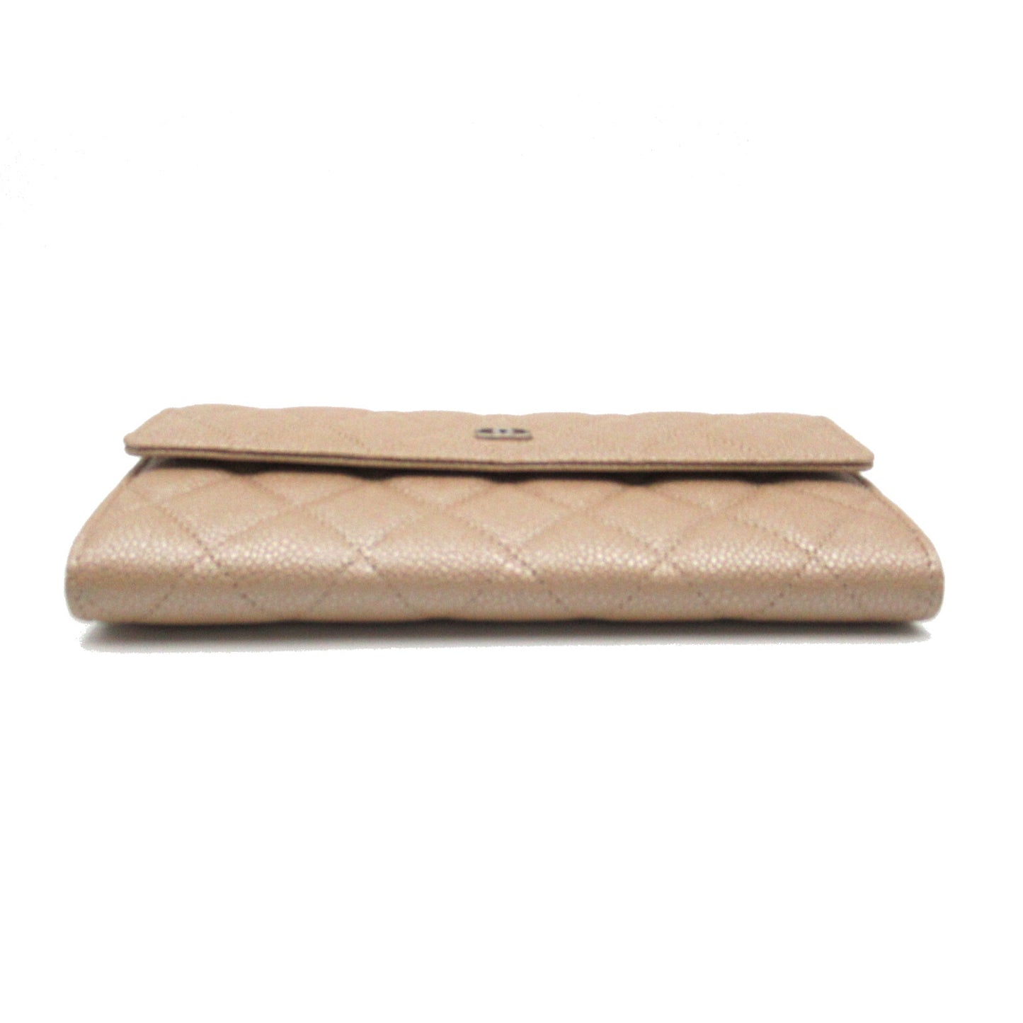 CHANEL Matelasse Bifold long wallet Beige Caviar Skin [Grained Calf]