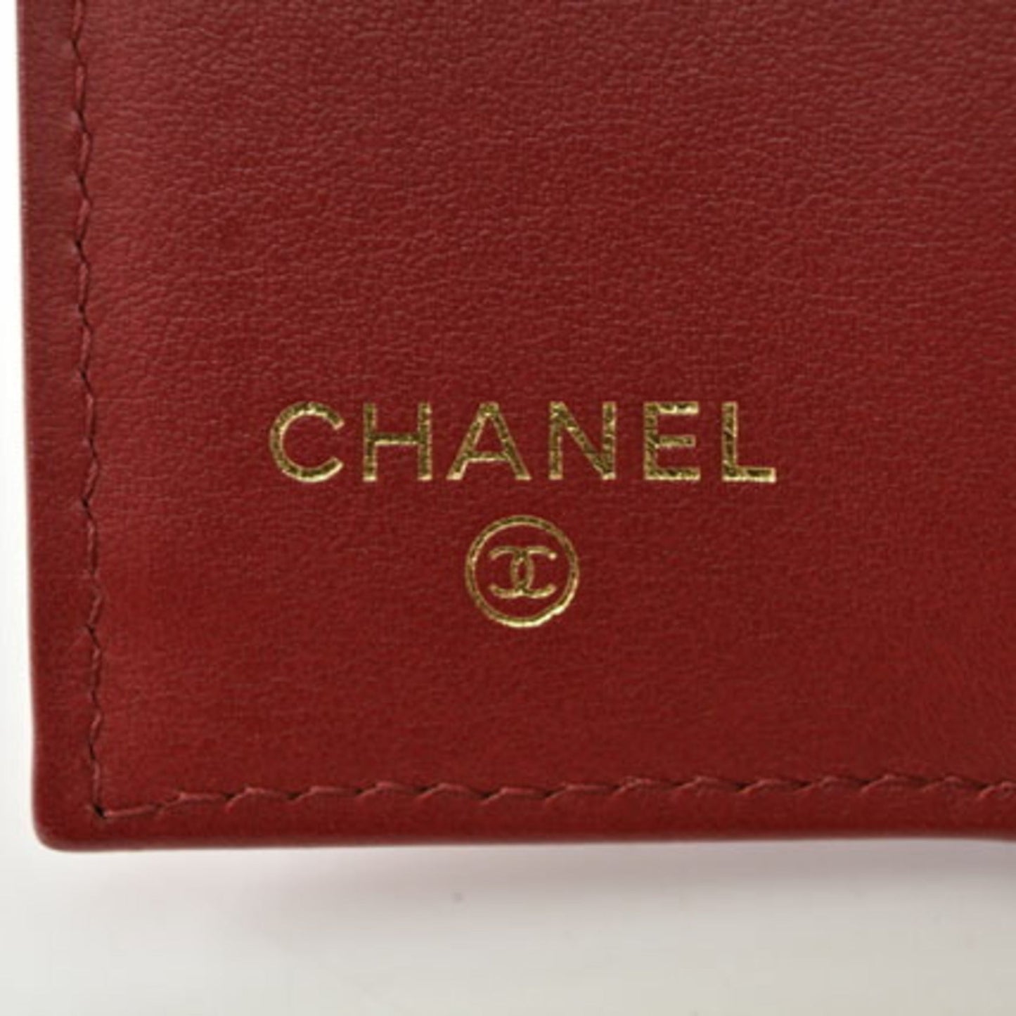 CHANEL wallet  here mark caviar skin dark red