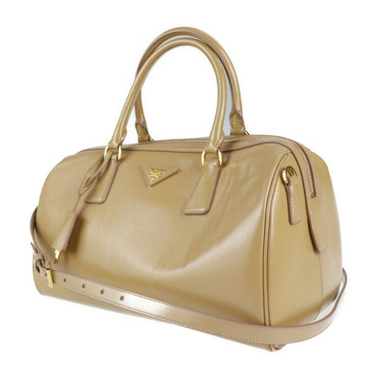 PRADA handbag BL0796 patent leather CAMMEO beige 2WAY shoulder bag mini Boston