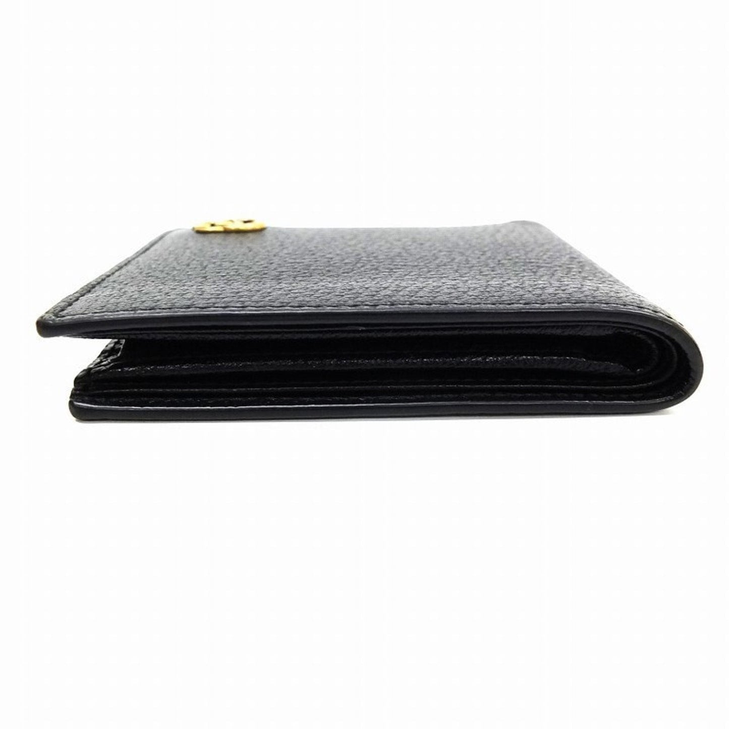 GUCCI GG Marmont Fold Wallet 428725 203887 Leather Black Bifold Gold Men's Women's Unisex