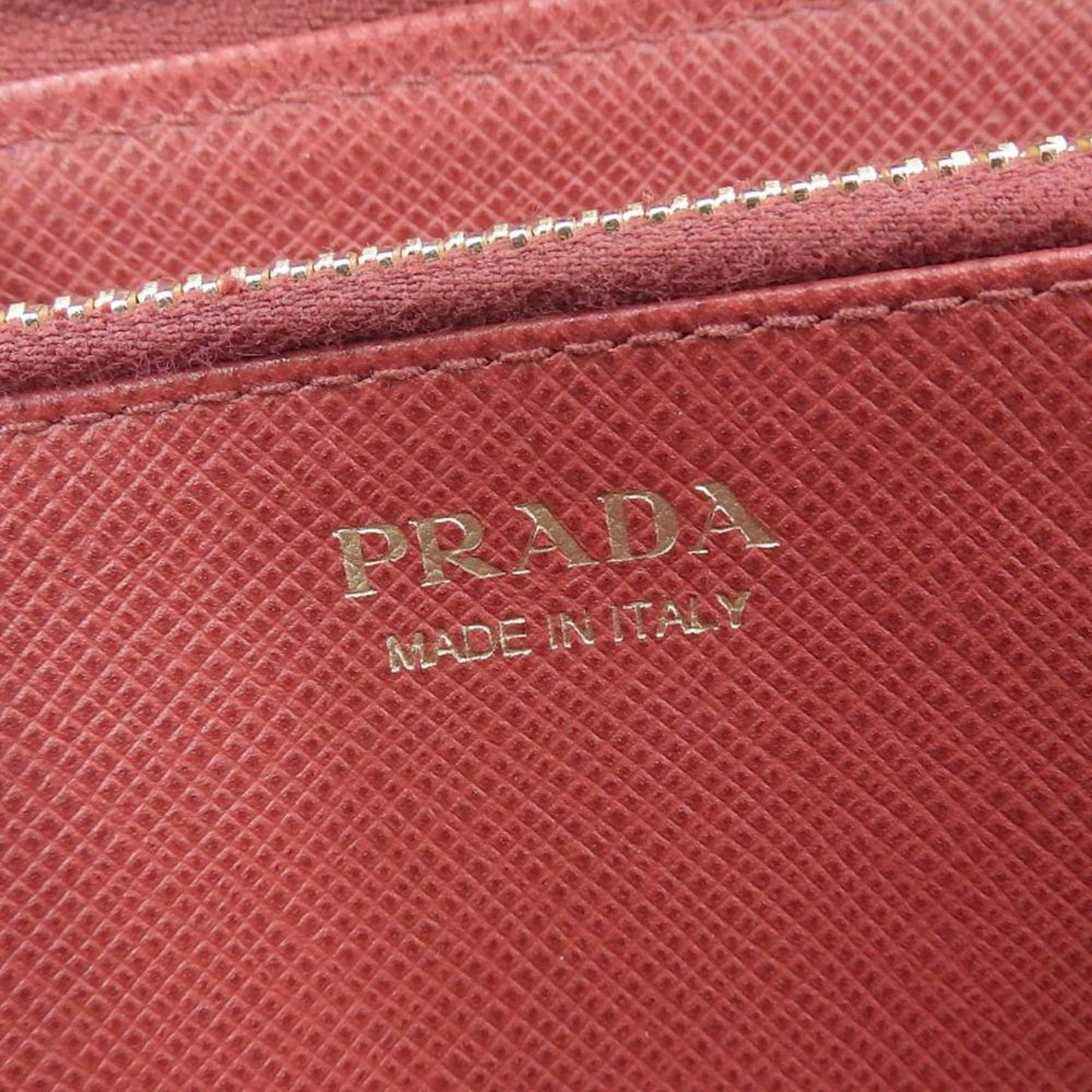 Prada ribbon round fastener long wallet saffiano leather red 1ML506 FUOCO