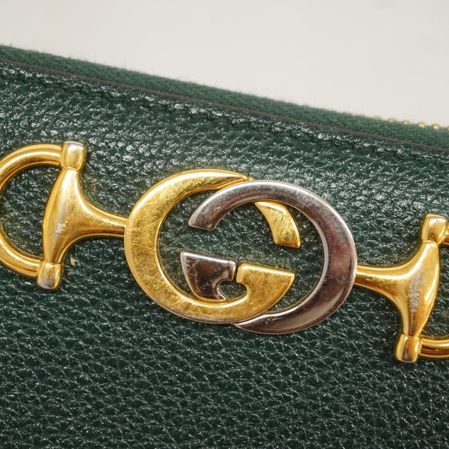 GUCCI  Zumi Gold Hardware 570661 Women's Leather Long Wallet [bi-fold] Green