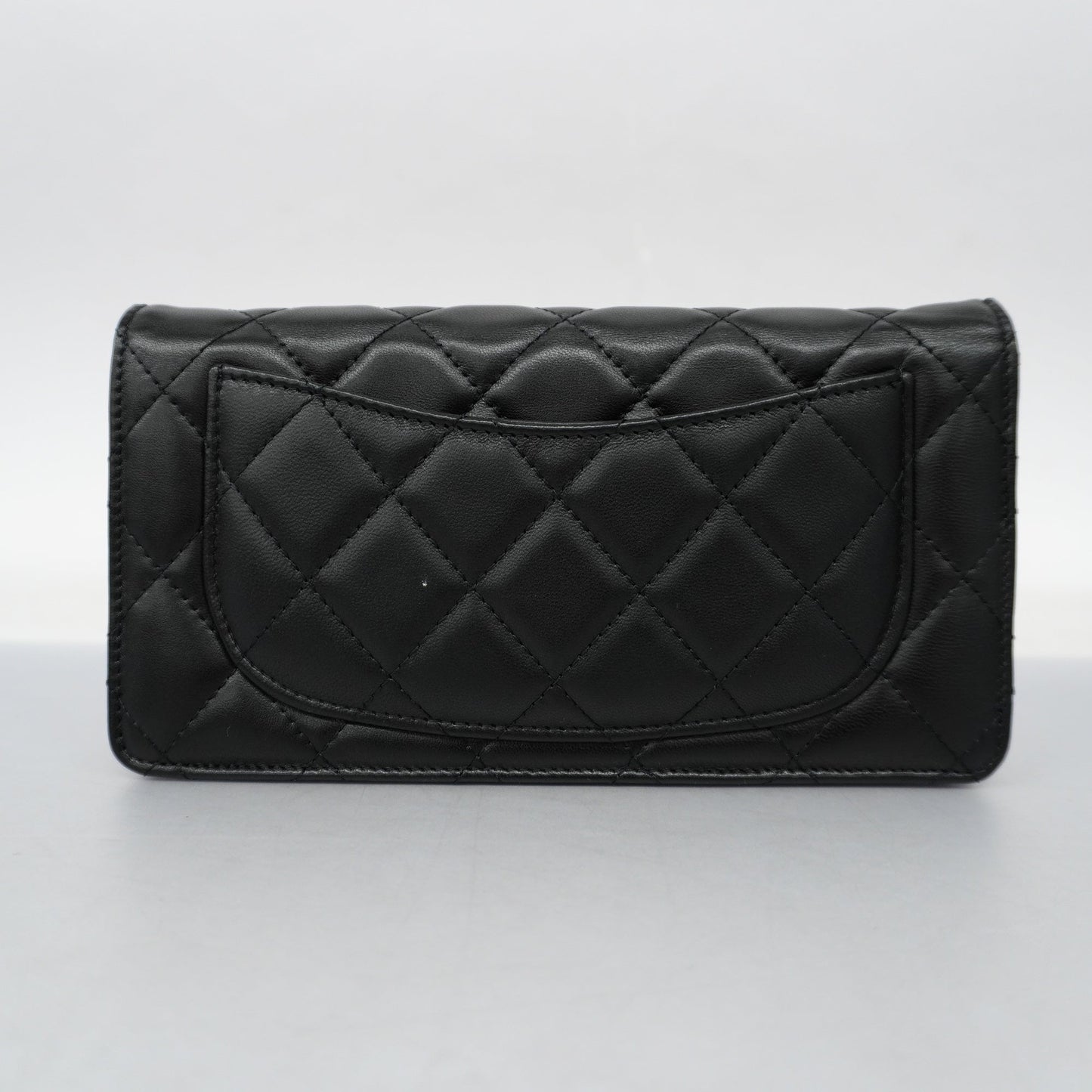 CHANEL  Matelasse Silver Metal Fittings Women's Lambskin Long Wallet Black