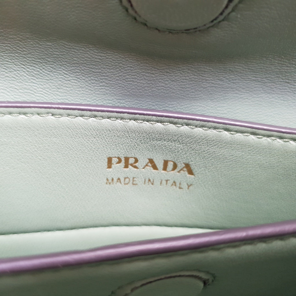 Prada Double Medium Saffiano Cuir Granito and Acquamarina - Grey and Blue / Green Handbag