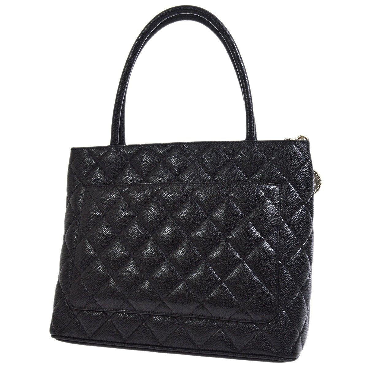 CHANEL 2000-2001 Black Caviar Medallion Tote 90555