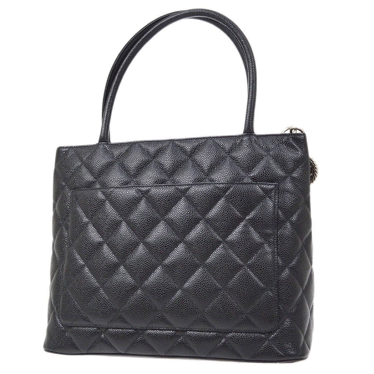 CHANEL 2001-2003 Black Caviar Medallion Tote 60662