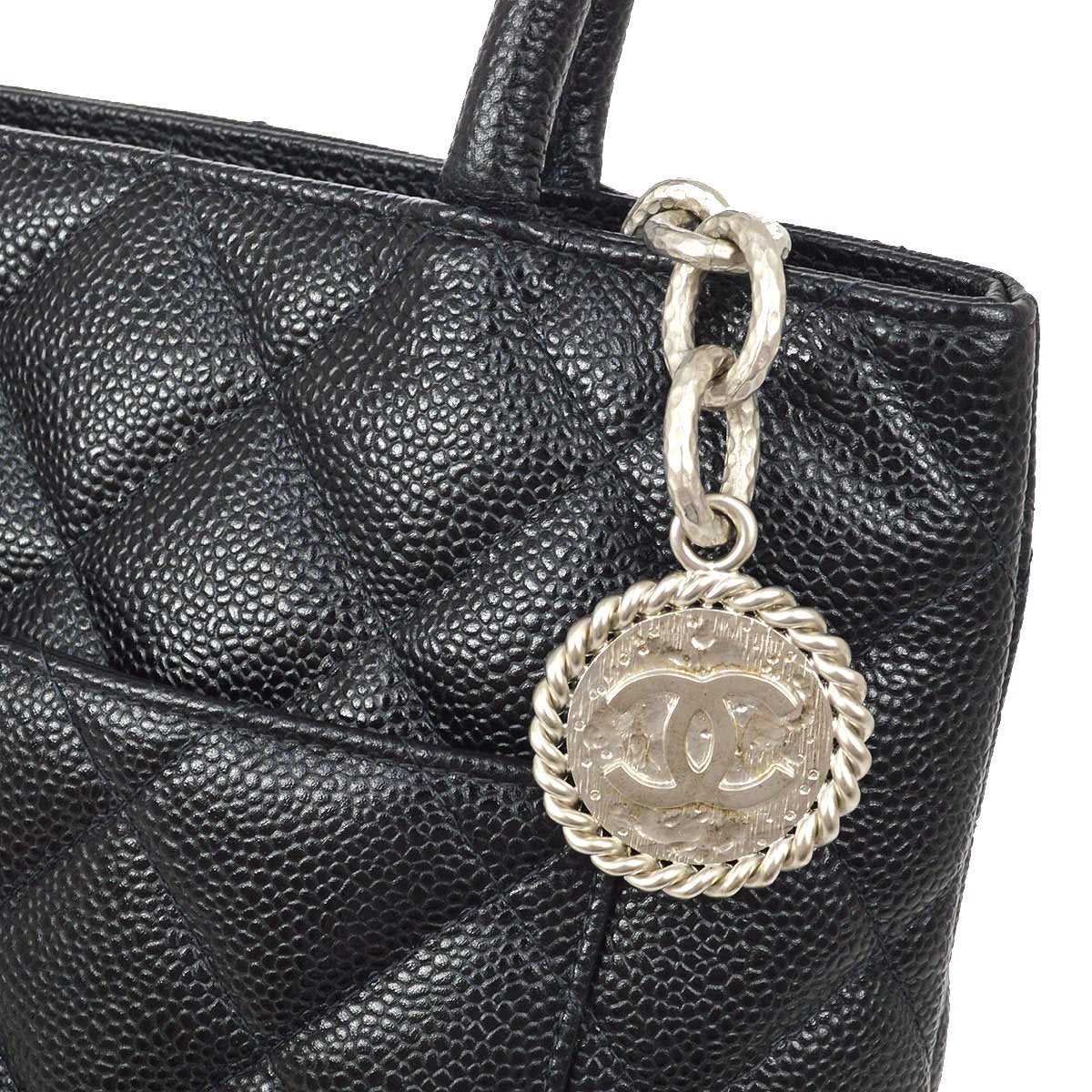 CHANEL 2001-2003 Black Caviar Medallion Tote 60662