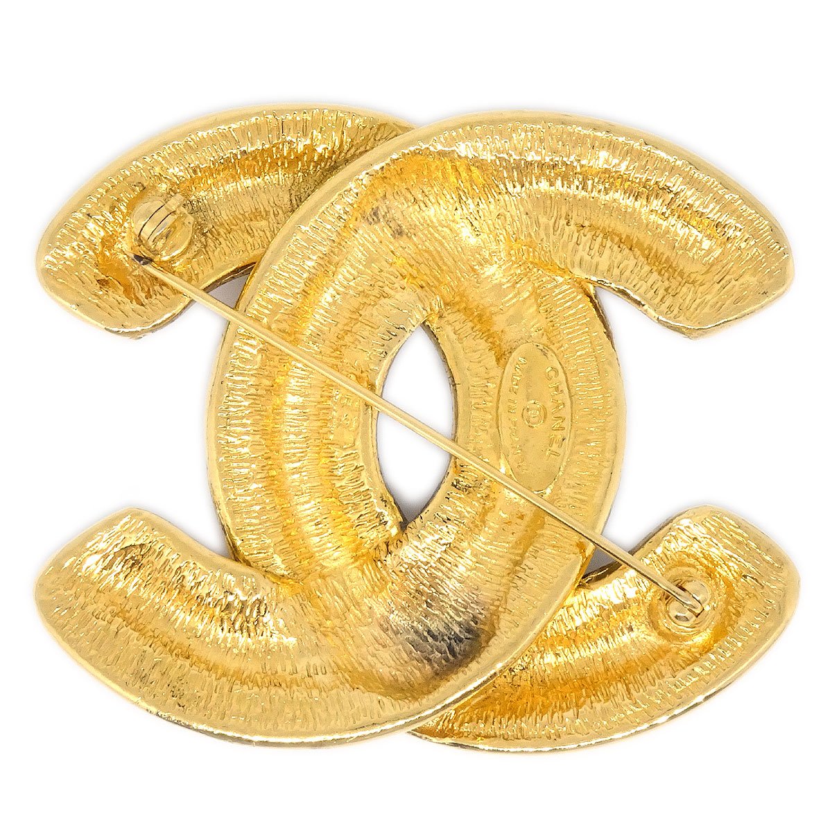 CHANEL Quilted CC Brooch Gold 1152 81231