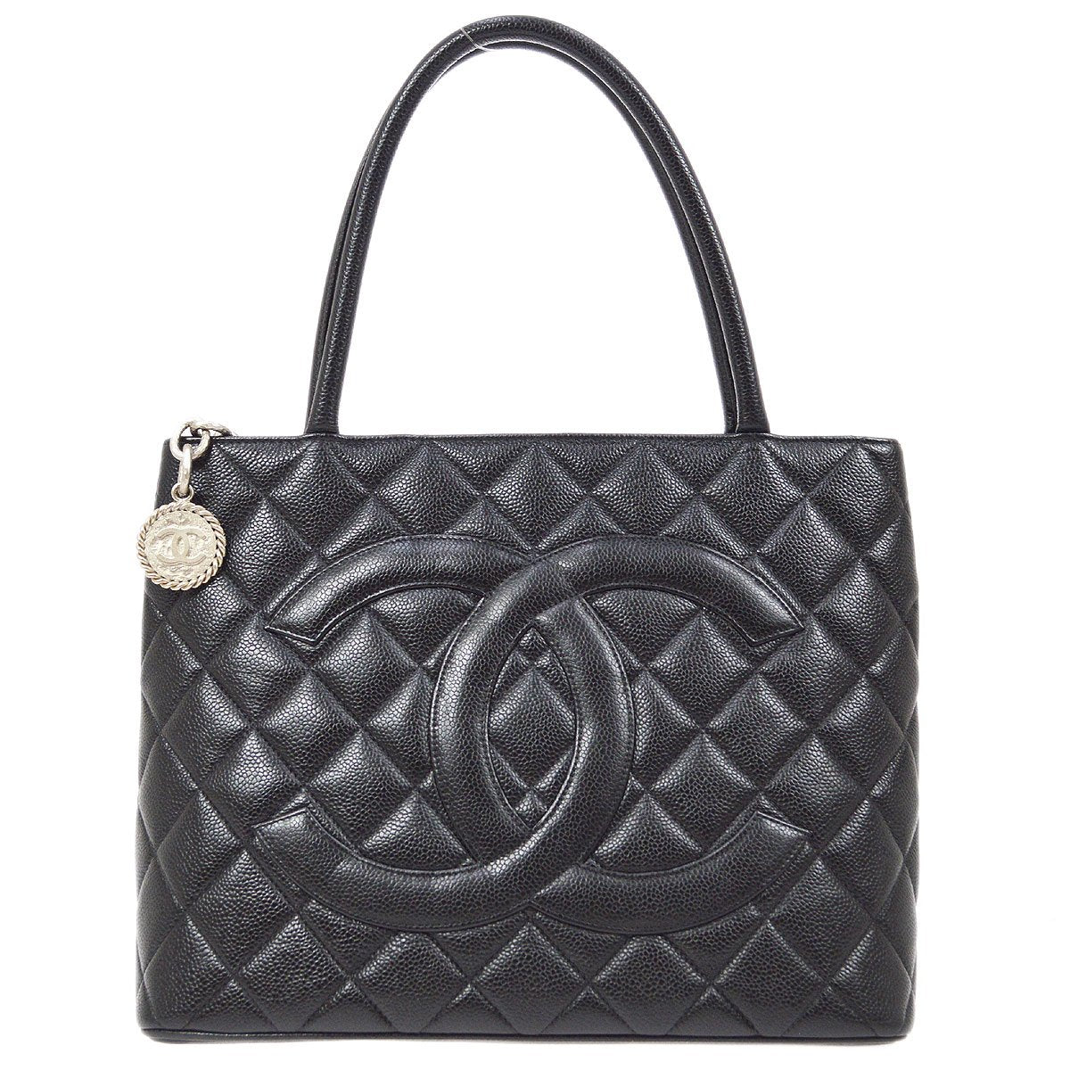 CHANEL 2000-2001 Black Caviar Medallion Tote 81213